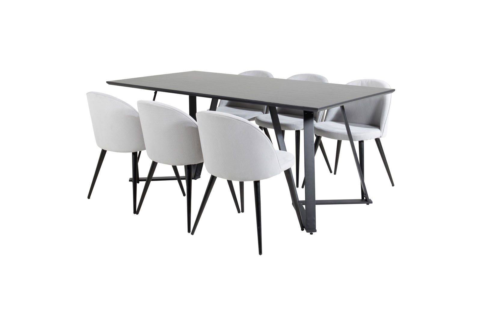 ebuy24 Essgruppe MarinaBLBL Essgruppe Esstisch 6 Velvet, Grau schwarz und (7-tlg)