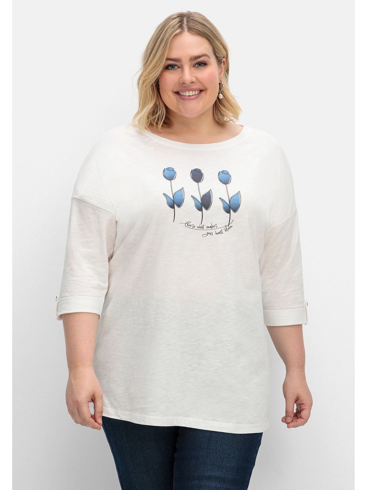 Sheego T-Shirt Große Größen mit Blumen-Frontdruck | T-Shirts