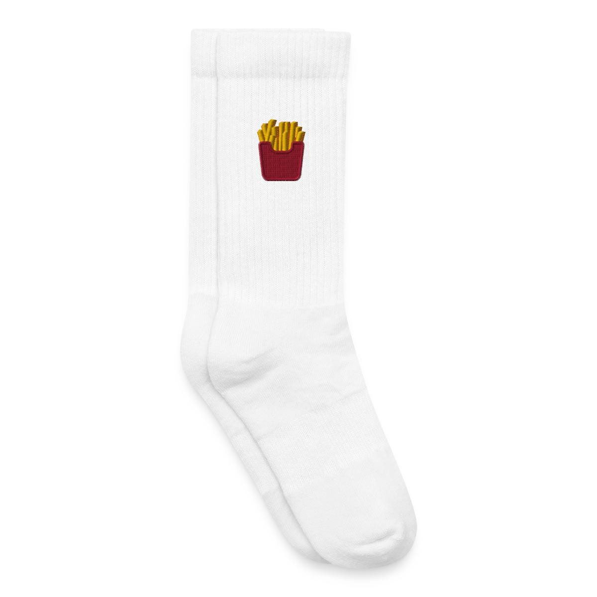 Spreadshirt Socken Stickmotiv Pommes in Rotem Fizzer Beutel Kinder Tennissocken (1-Paar)