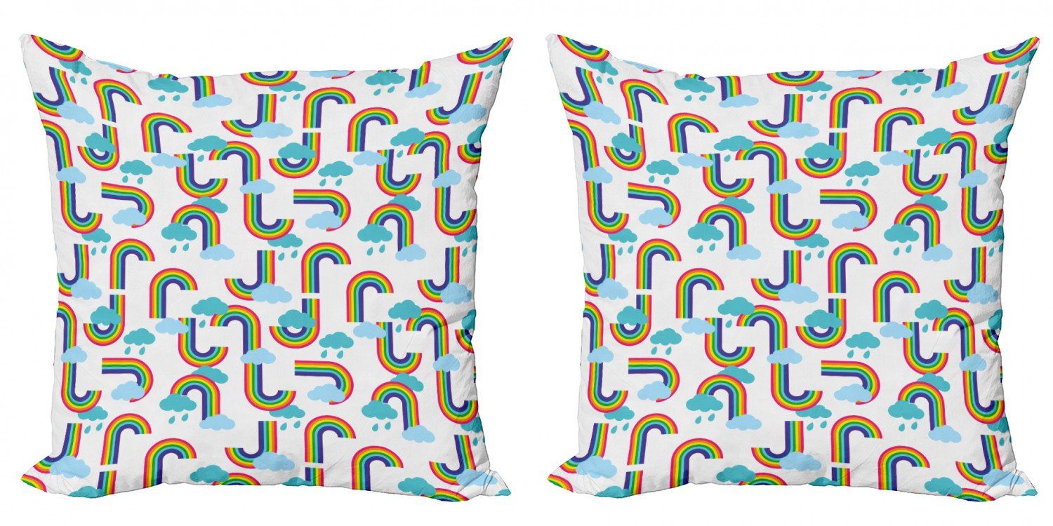 Kissenbezüge Modern Accent Doppelseitiger Digitaldruck, Abakuhaus (2 Stück), Karikatur Regenbogen und Wolken Muster