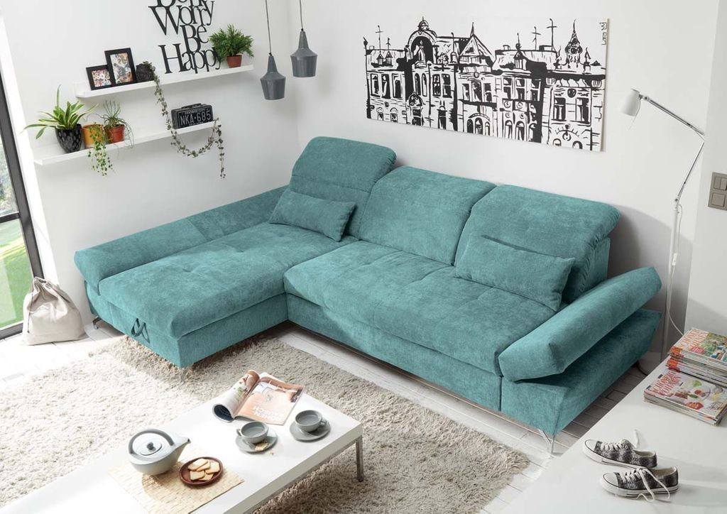 ED EXCITING DESIGN Ecksofa, MELFI Ecksofa Polstergarnitur Sofagarnitur 275 x 168 cm Grün