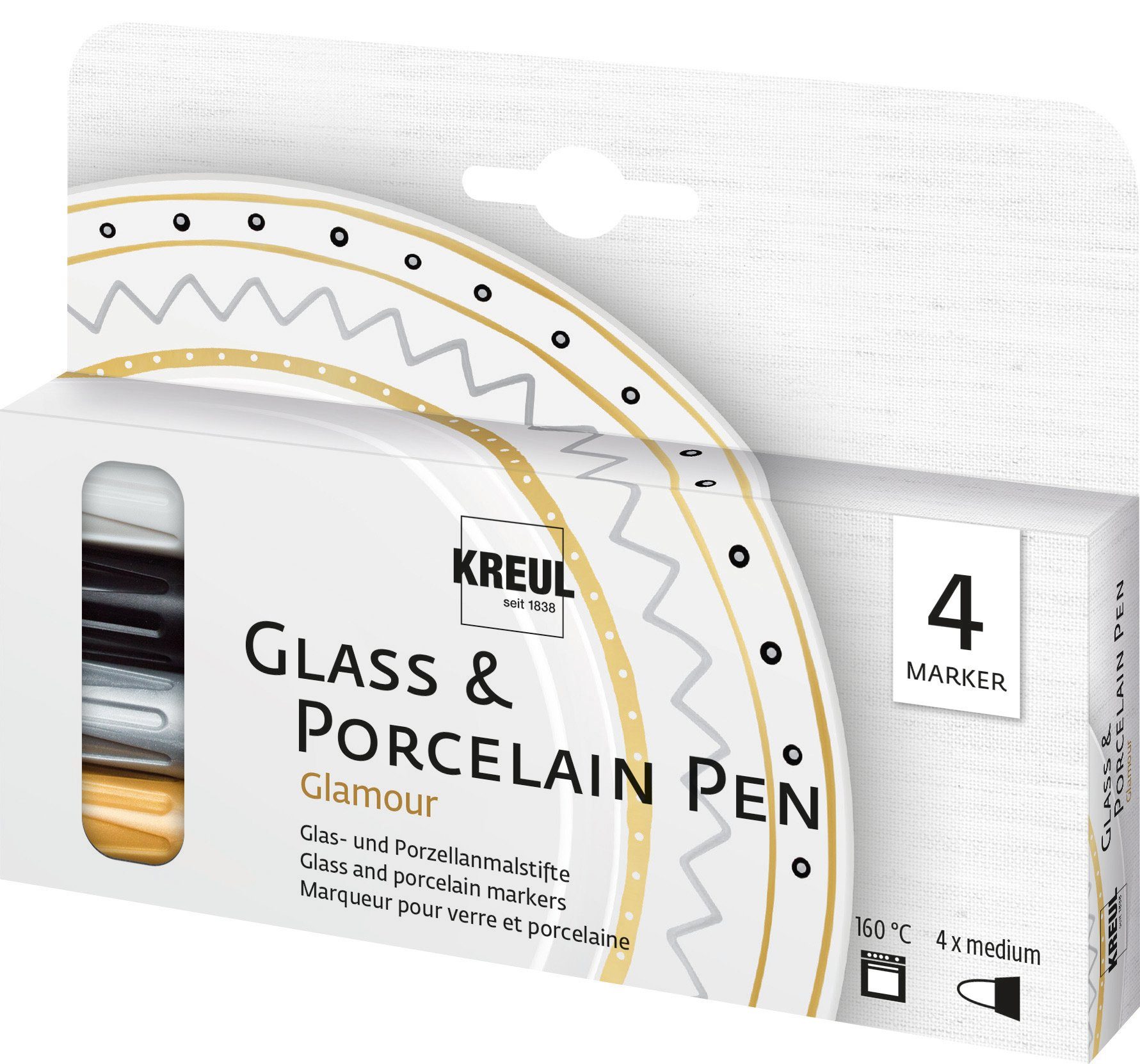 C. KREUL Aquarellstifte Glass & Porcelain Pen - Glamour, 4er-Set