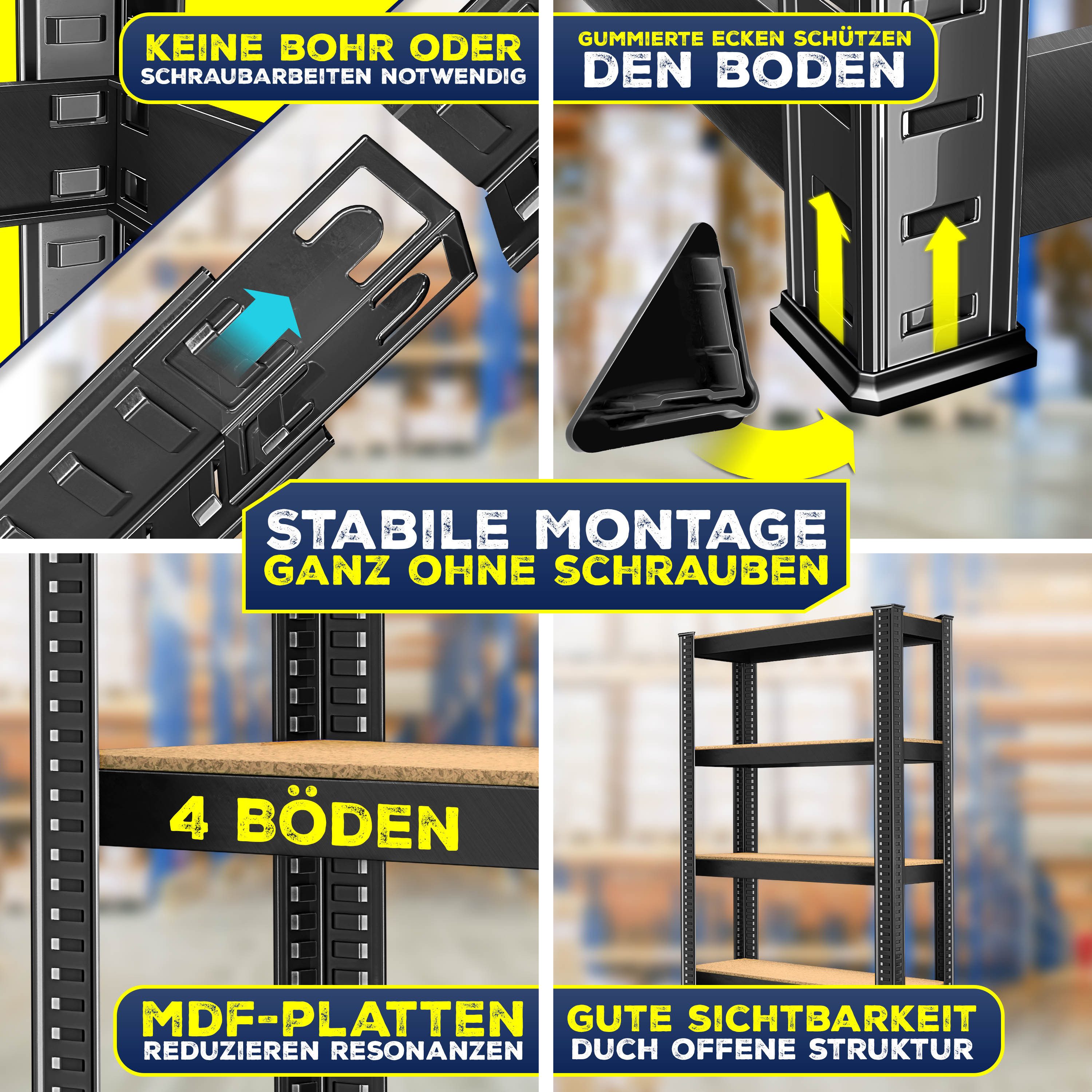 MASKO Schwerlastregal, 2er-Set Lagerregal aus Metall mit verstellbaren Ablagen