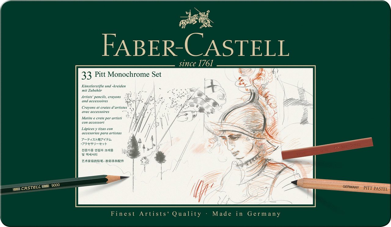 Faber-Castell Künstlerstift Pitt Monochrome 33er Set, – Künstler-Stifte für Skizzen, Illustration & Lettering