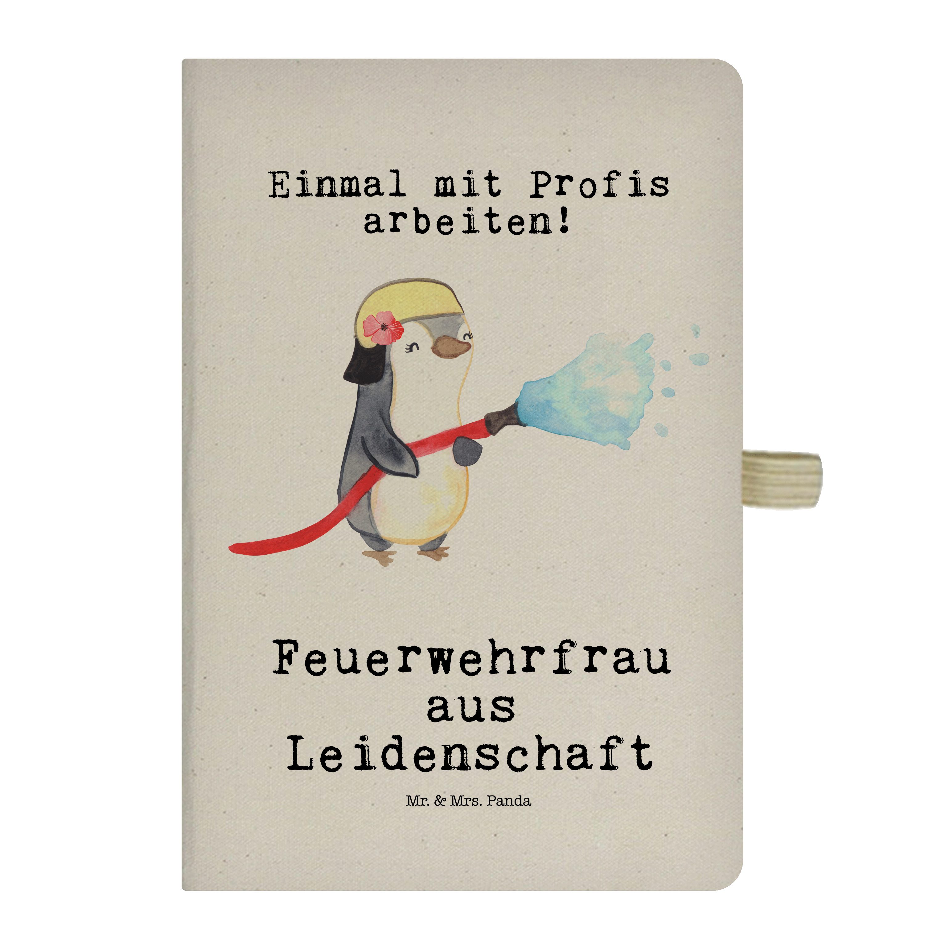 Mr. & Mrs. Panda Notizbuch Feuerwehrfrau aus Leidenschaft - Transparent - Geschenk, Kollegin, Sk Mr. & Mrs. Panda