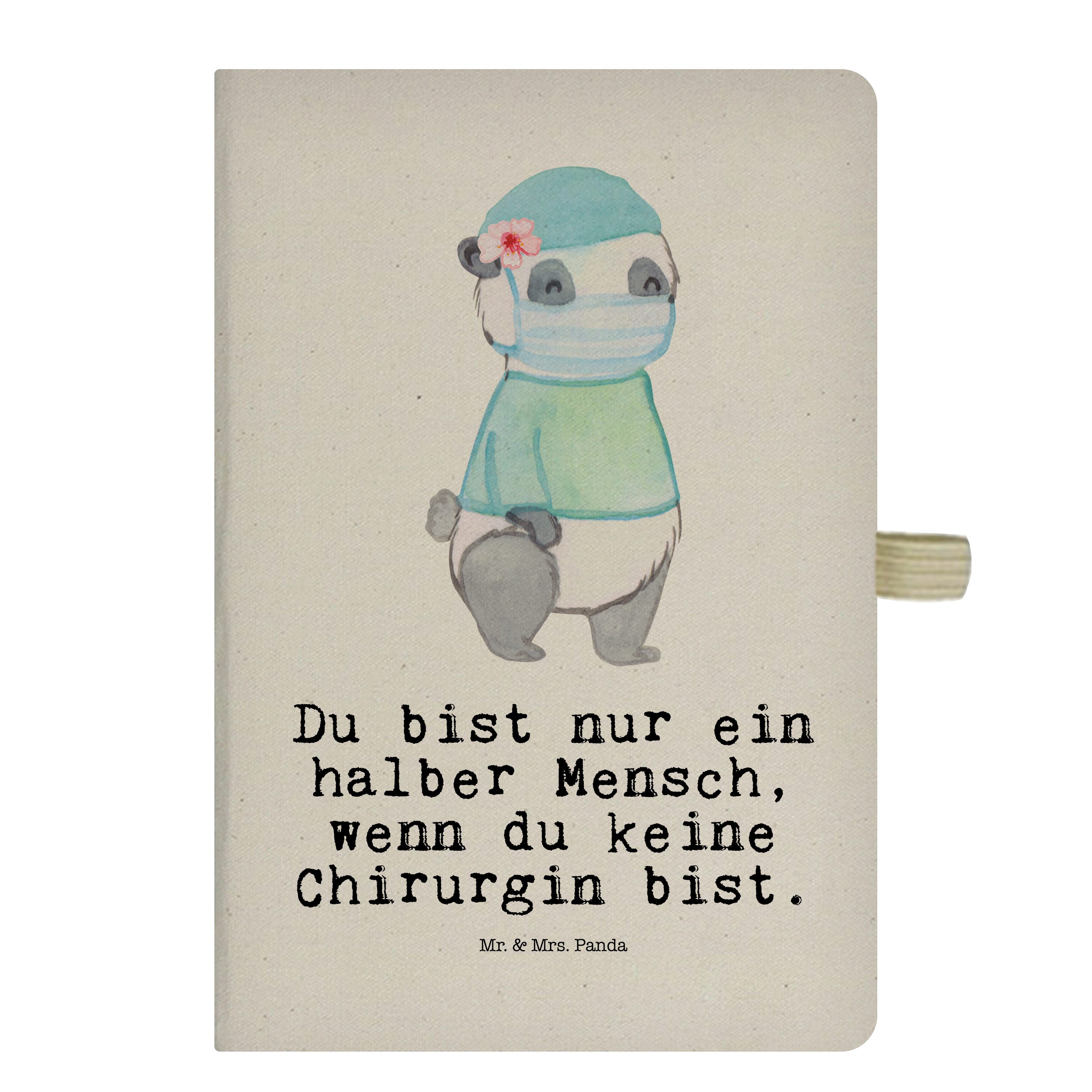 Mr. & Mrs. Panda Notizbuch Chirurgin mit Herz - Transparent - Geschenk, Eintragebuch, Notizen, S Mr. & Mrs. Panda