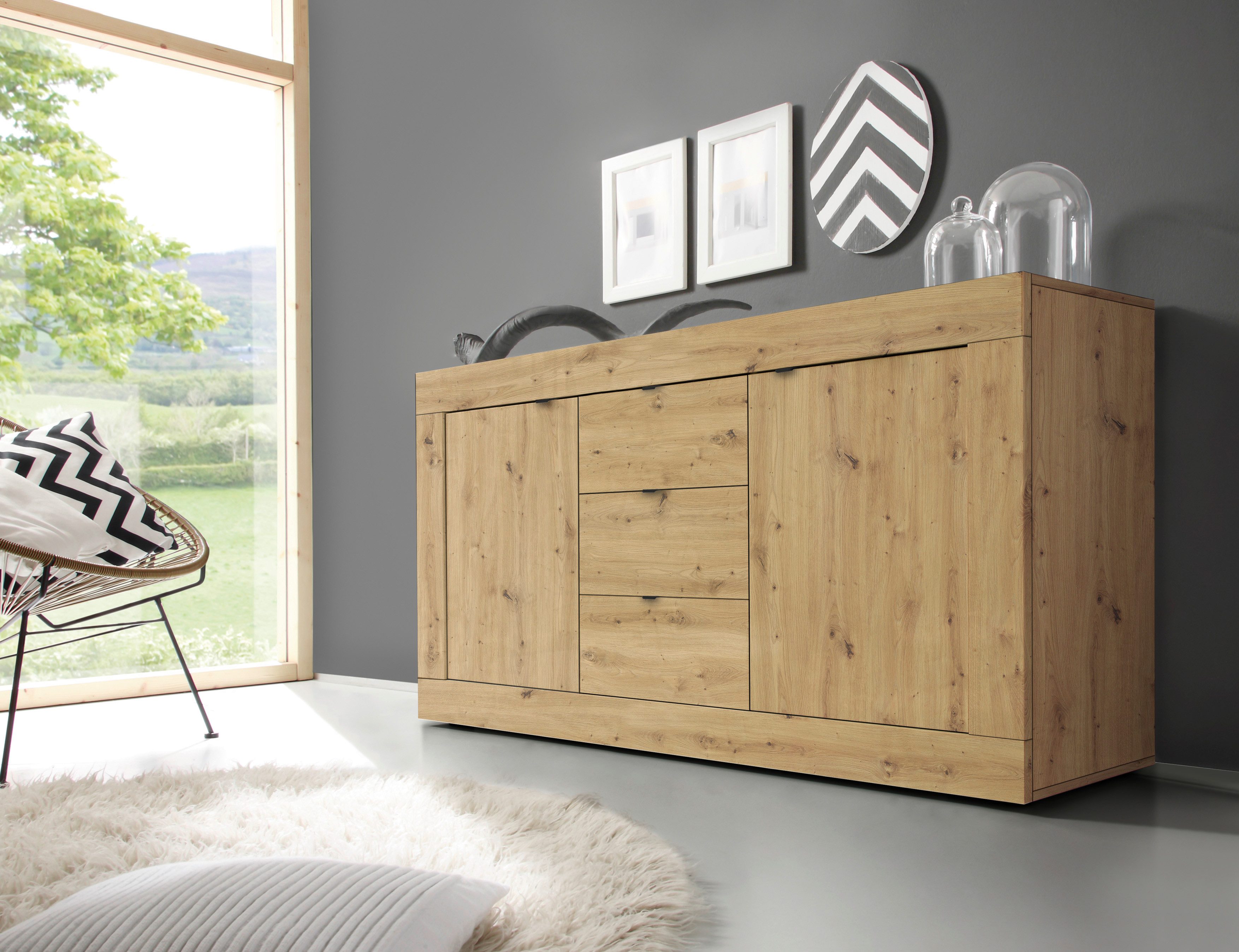 Home affaire Sideboard Basic, Breite 160 cm, 2 Türen 3 Schubkästen günstig online kaufen