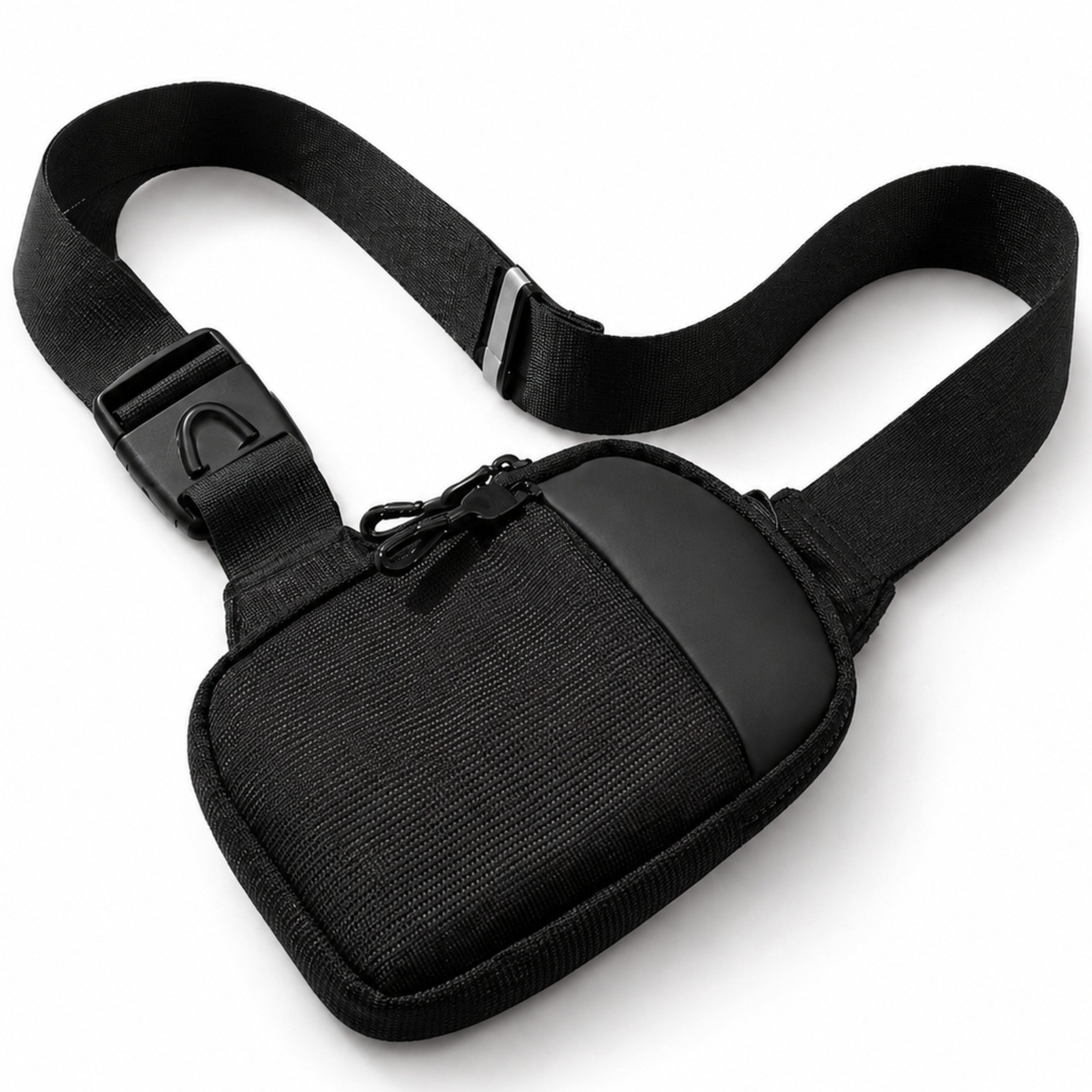 StellarLuma Umhängetasche Herren Tasche Umhängetasche Sling Bag Brusttasche Sport Crossbody (Sport, Freizeit, Erhältlich in Schwarz, Reisen, Klein und Kompakt, Urlaub), Kompakte Sling Bag mit Reflektorstreifen und anpassbarem Schultergurt.