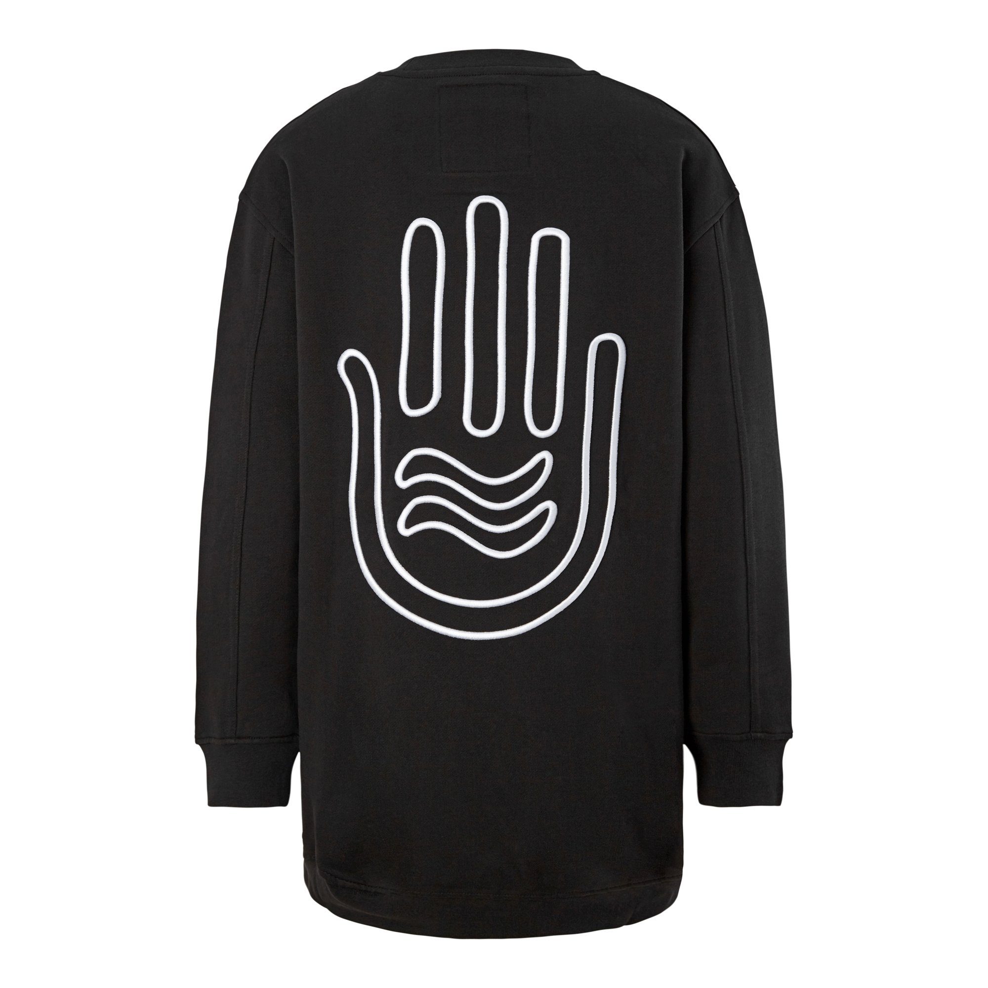 SeaYA Sweatshirt Stickerei Sweatshirt lang Biobaumwolle schwarz