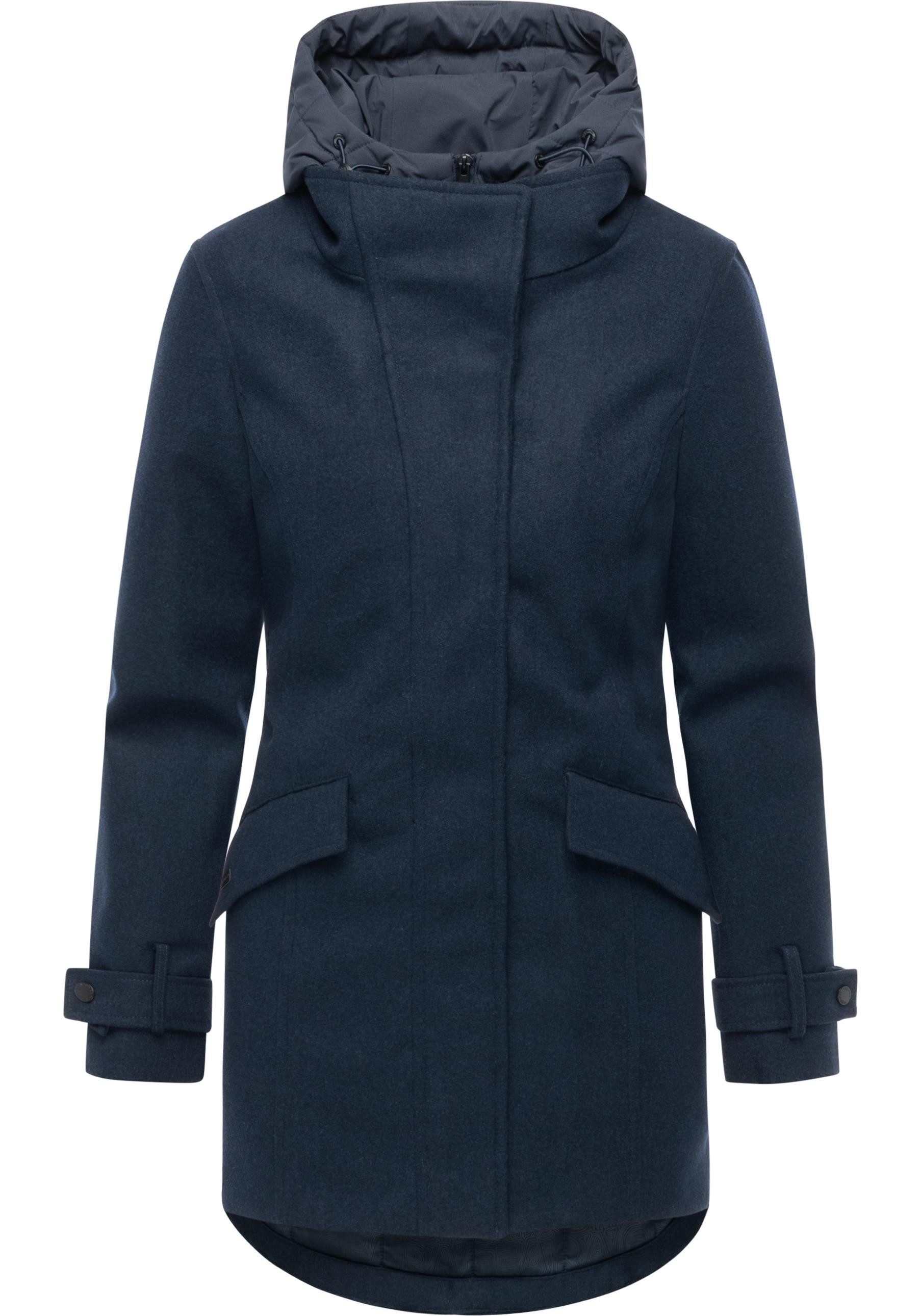 Ragwear Wintermantel Petuja Felt YOUMODO Klassischer Damen Kurzmantel mit Kapuze