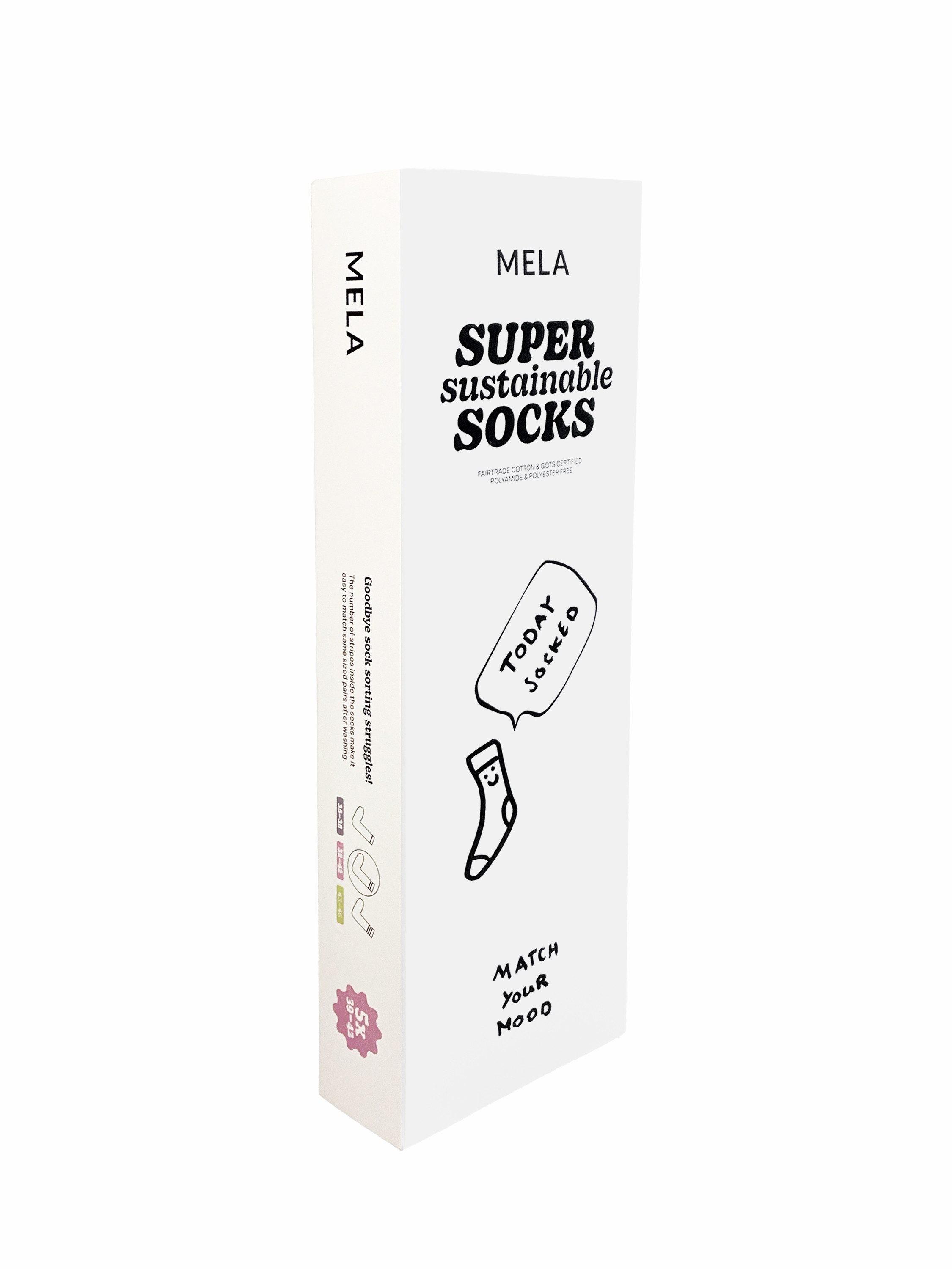 MELA Socken Gerippte Socken Stickerei 5 Paare Ohne Polyester & Polyamid. Das Elasthan ist komplett abbaubar.