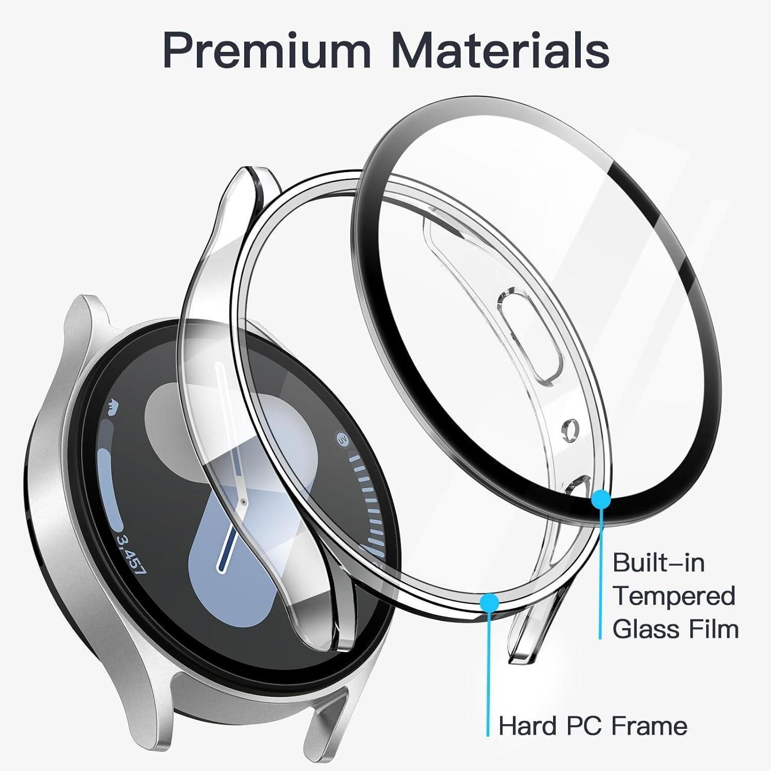 LuxusKollektion Smartwatch-Hülle Schutzhülle mit Schutzfolie für Samsung Galaxy Watch 7 44mm 2er Pack
