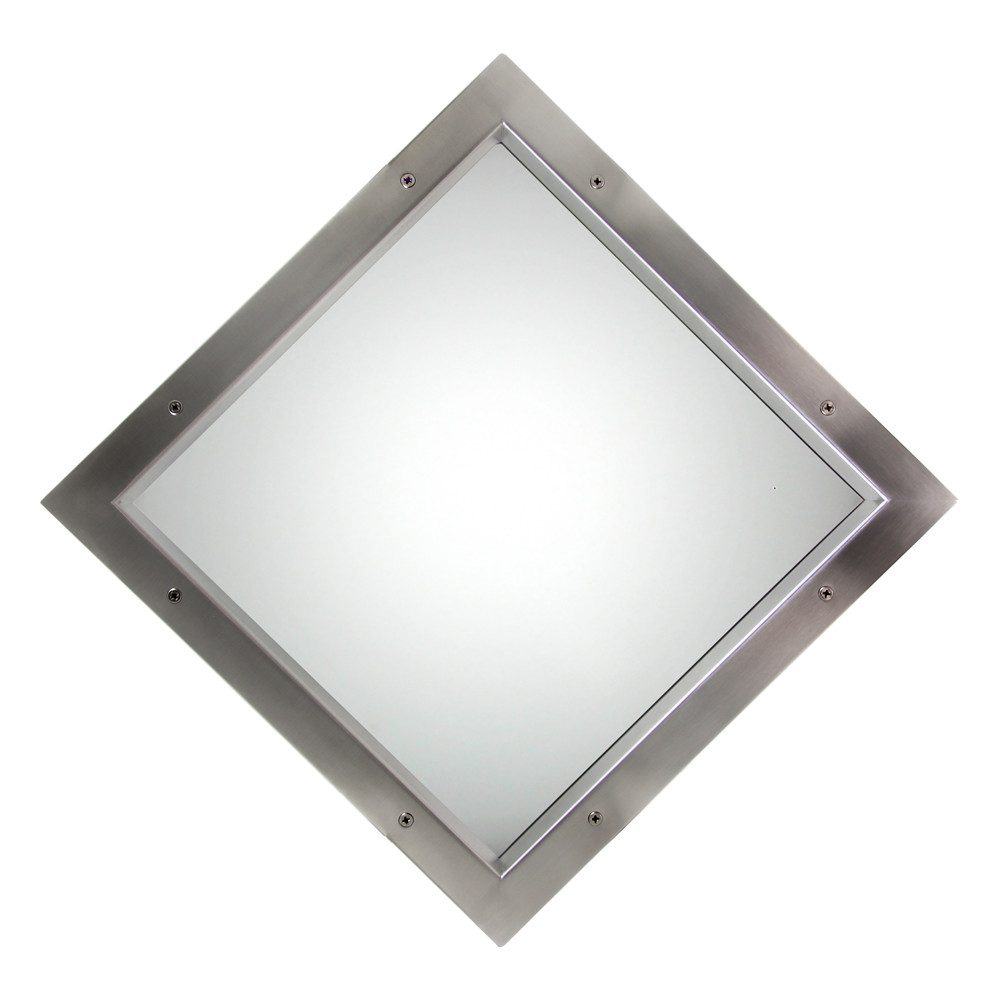Fenster Edelstahl Bullauge TBAM-340 BS Quadrat Milchglas beidseitig, rostfreier geschliffener Edelstahl