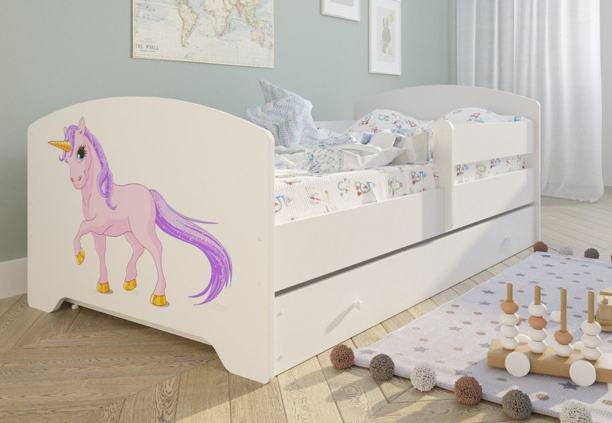 Kinderbett Komplettbett 70x140 cm, 80x160 cm mit Matratze und Schublade