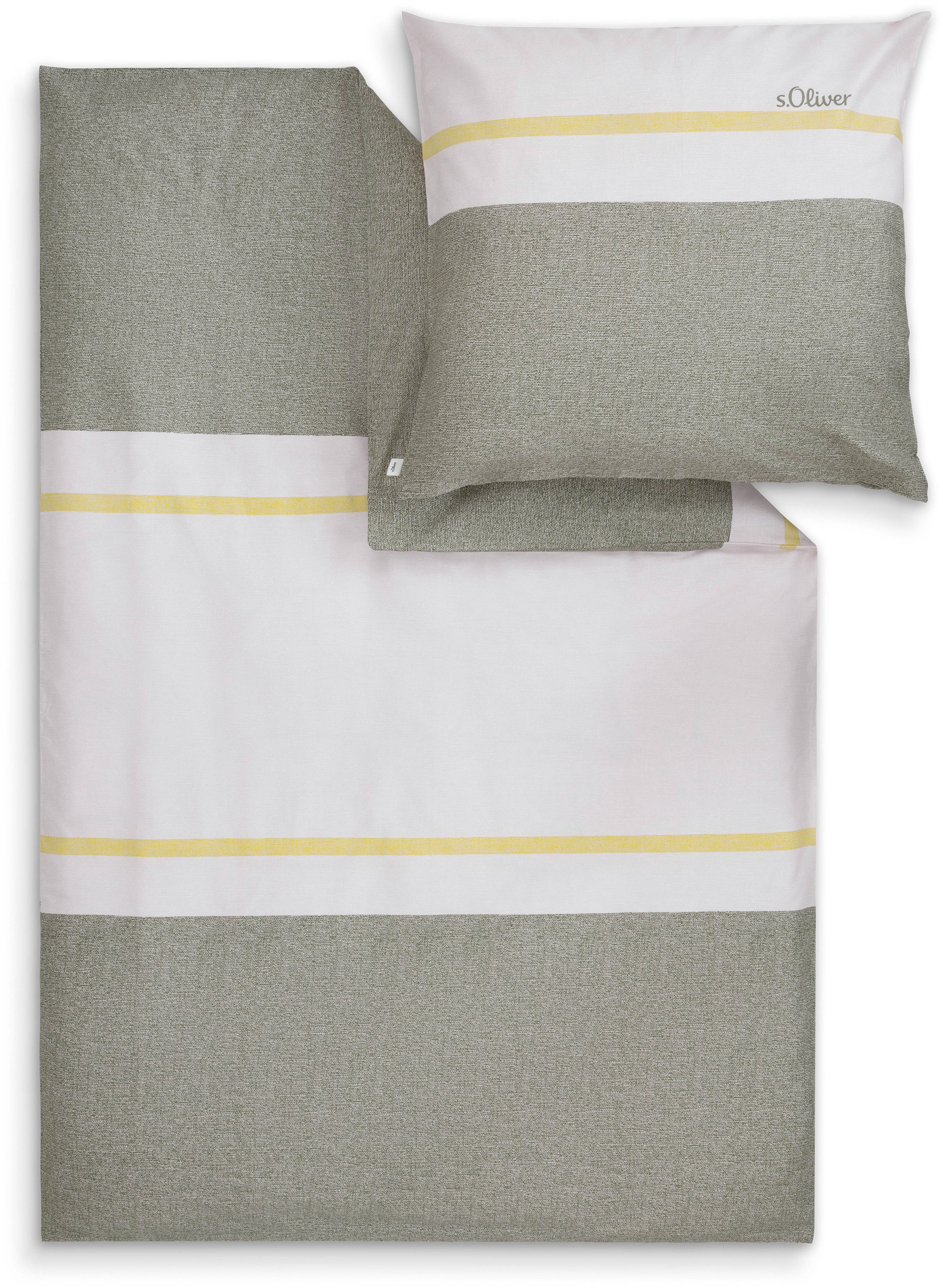 s.Oliver Bettwäsche s.Oliver Satinbettwäsche, Mako-Satin, 2 teilig, Leinenstruktur mit modernem Farbstatement