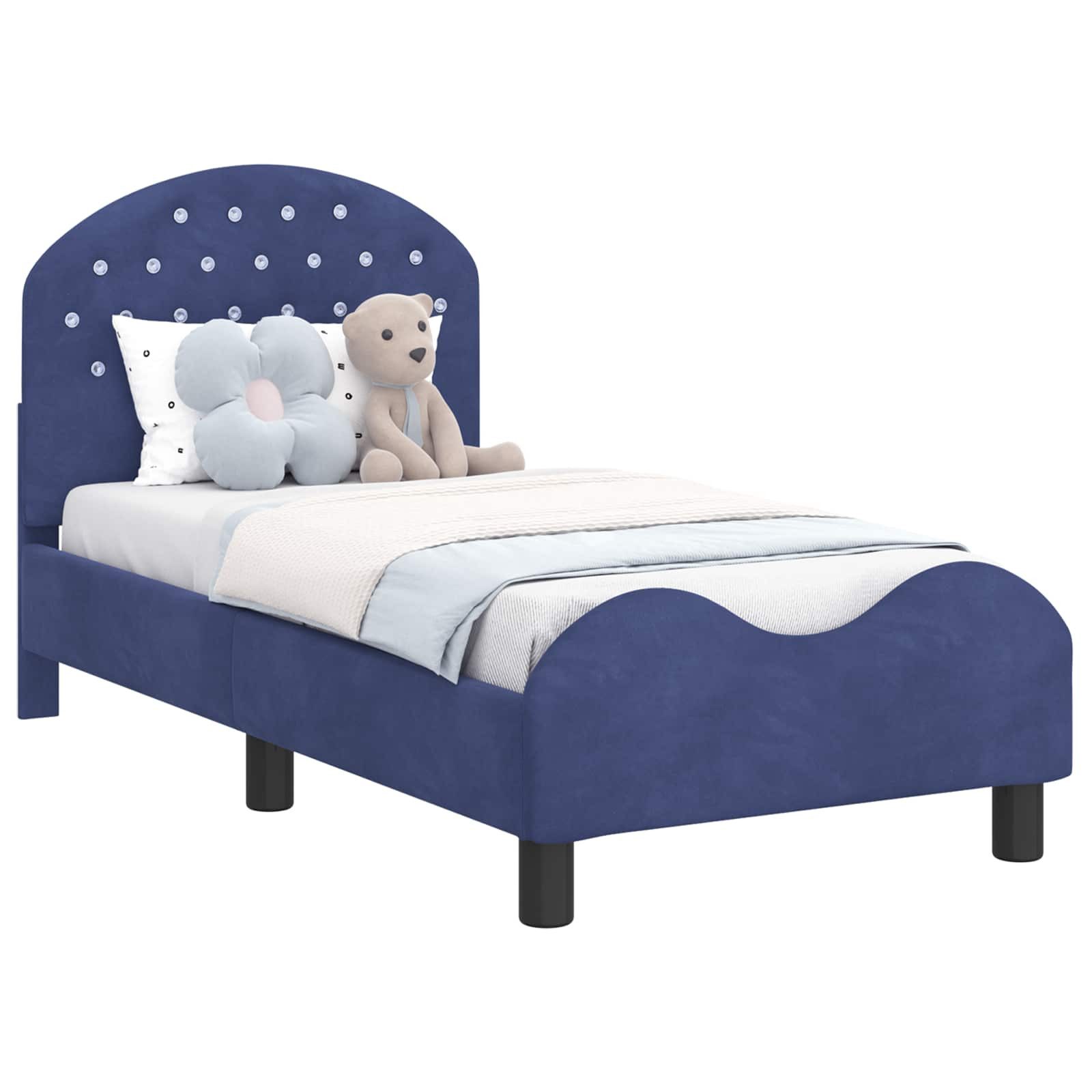 vidaXL Bett Kinderbettgestell mit Kopfteil Polizeiblau 70 x 140 cm Samt (1-tlg)