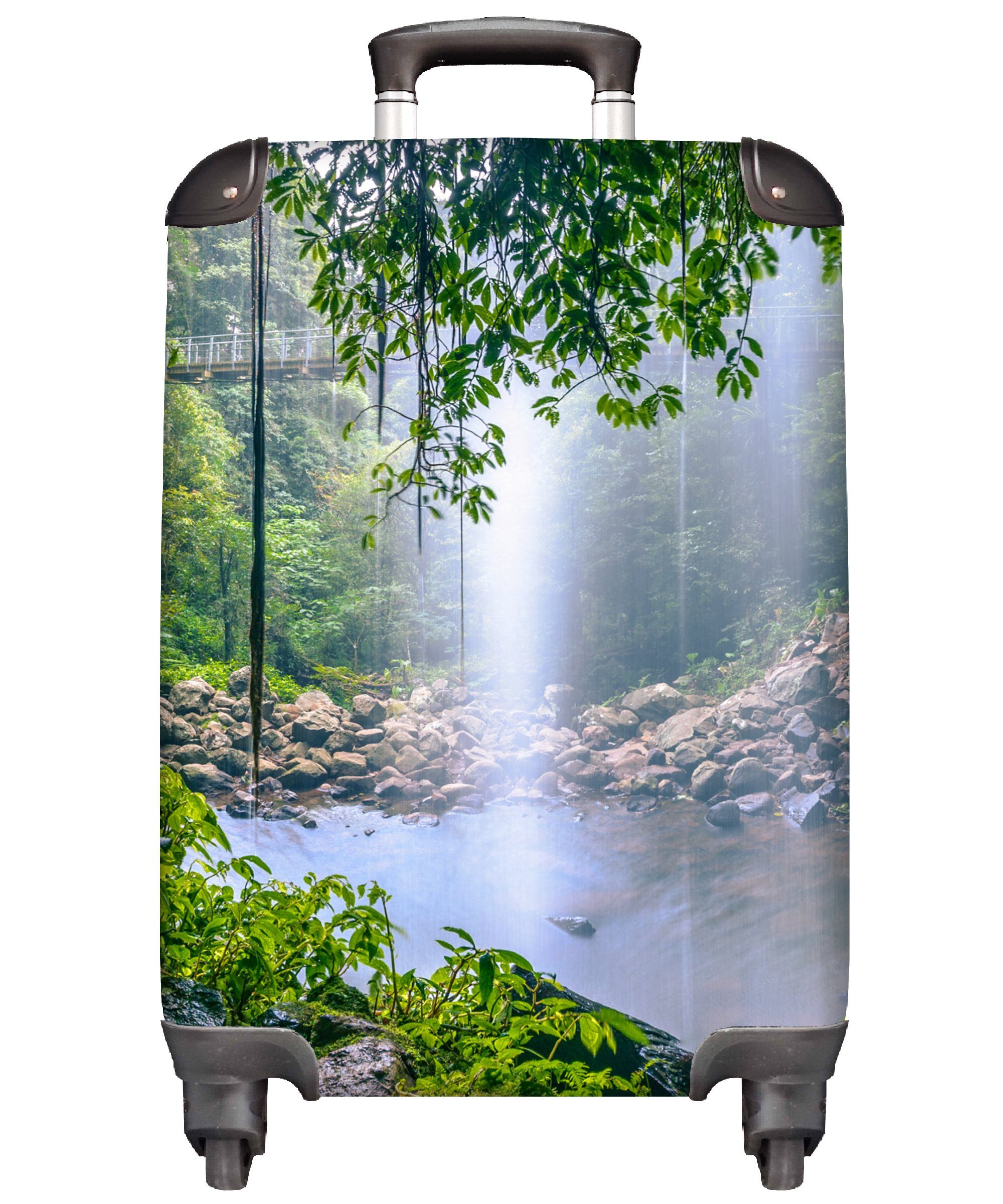 MuchoWow Handgepäckkoffer Dschungel - für 4 Regenwald - Pflanzen, Handgepäck Rollen, Wasserfall - - Reisekoffer Wasser Ferien, Reisetasche rollen, Trolley, mit