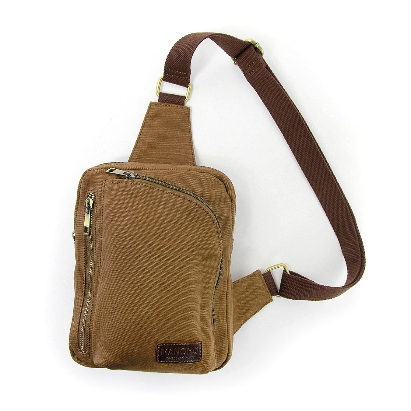 DrachenLeder Umhängetasche Manoro Herren Umhängetasche Crossover (Umhängetasche), Umhängetasche Canvas, khaki, braun ca. 19cm x ca. 25cm