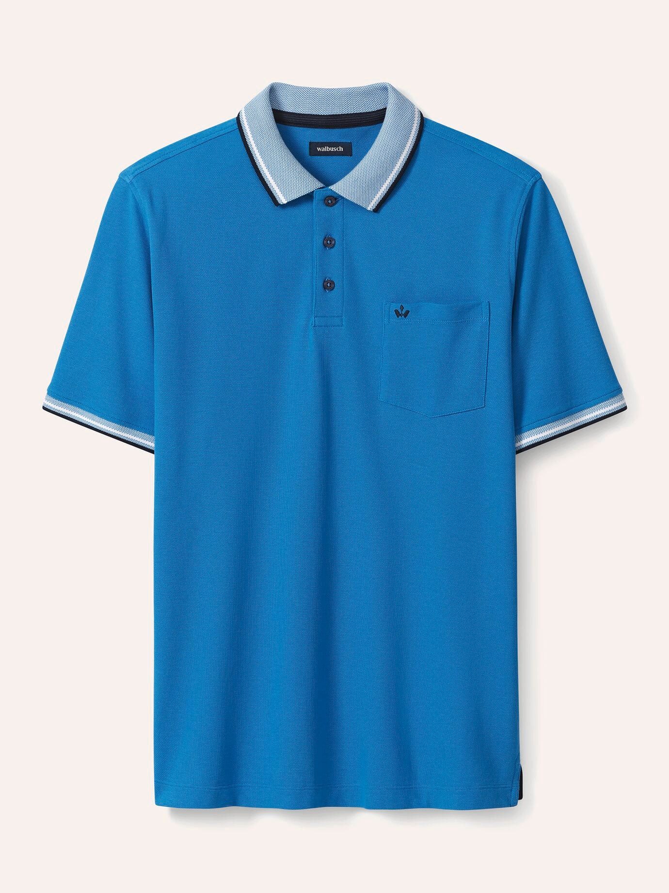 Walbusch Poloshirt Herren Pique-Polo Hitzefrei Kurzarm luftiger Piqué Baumwoll-Polo, 3-Knopf, Brusttasche, pflegeleicht