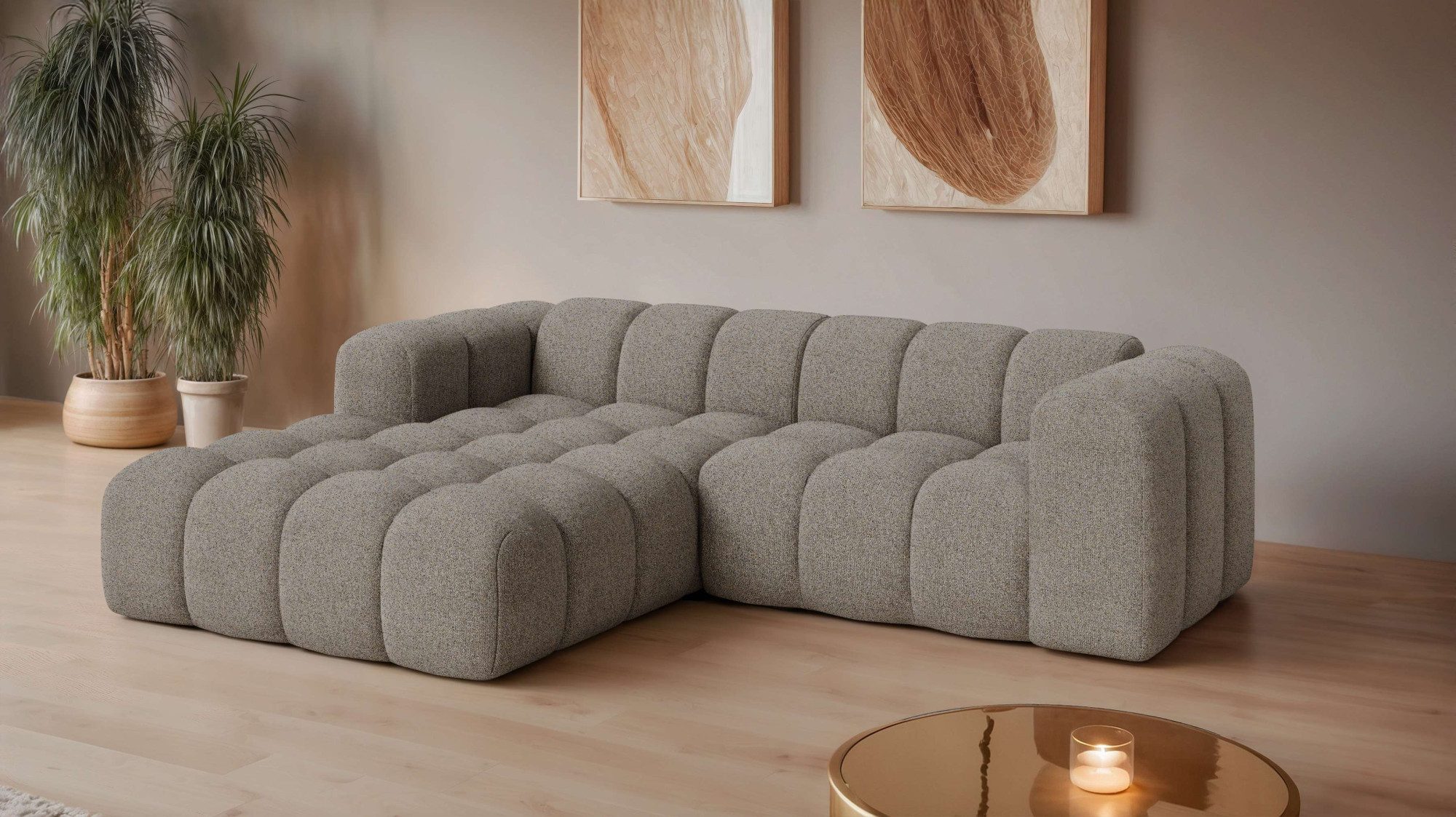 OTTO home Ecksofa KALLIE Design-Sofa mit Wellenunterfederung, Bubble-Optik, günstig online kaufen