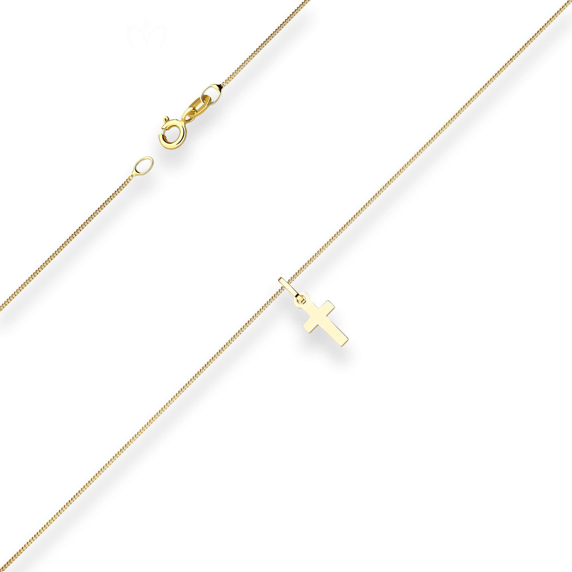 Schmuck Krone Goldkette Panzerkette Kreuz aus 375 Gelbgold 42cm, Gold 375 günstig online kaufen