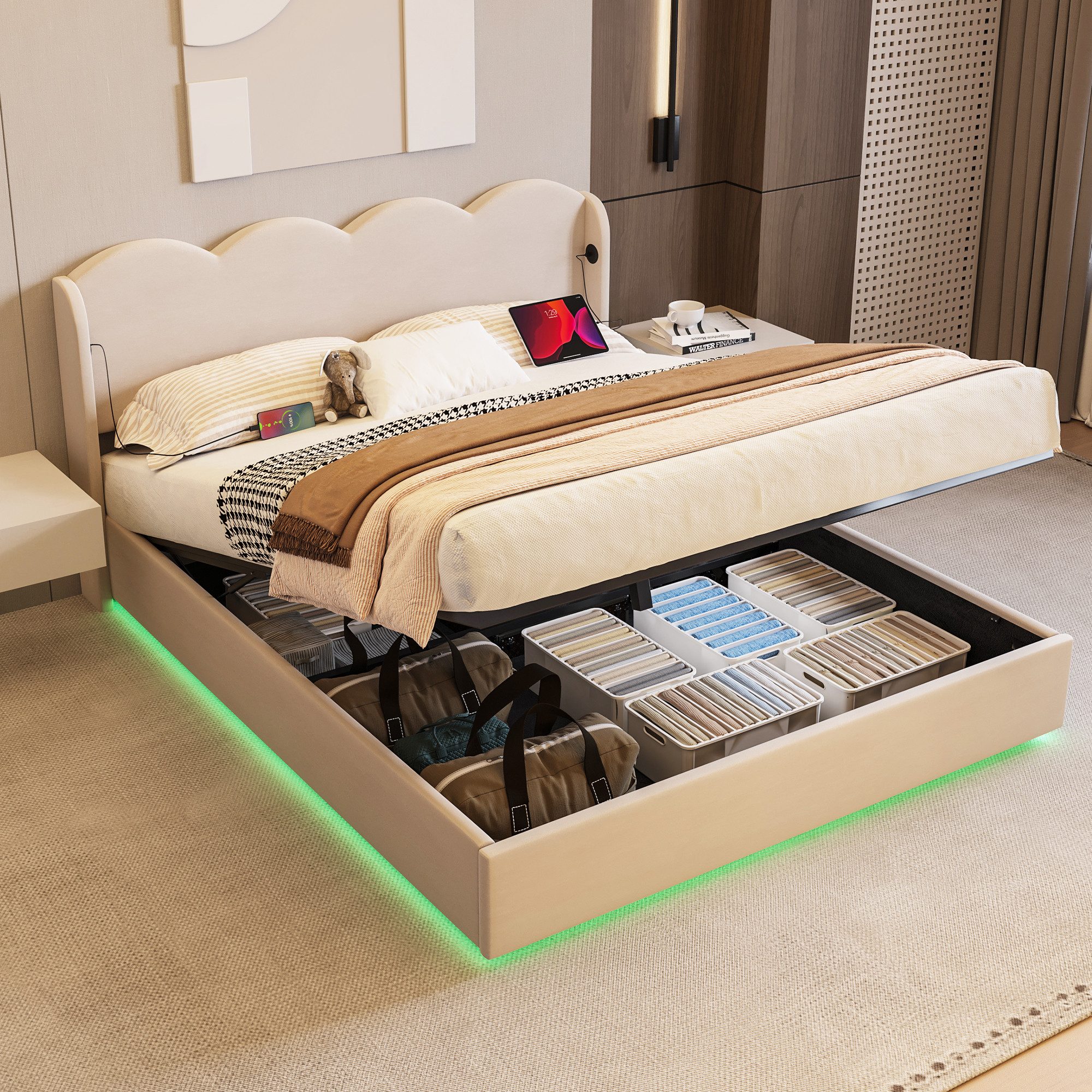 STILVORA Polsterbett Doppelbett 160x200 mit Stauraum,Jugendbett günstig online kaufen