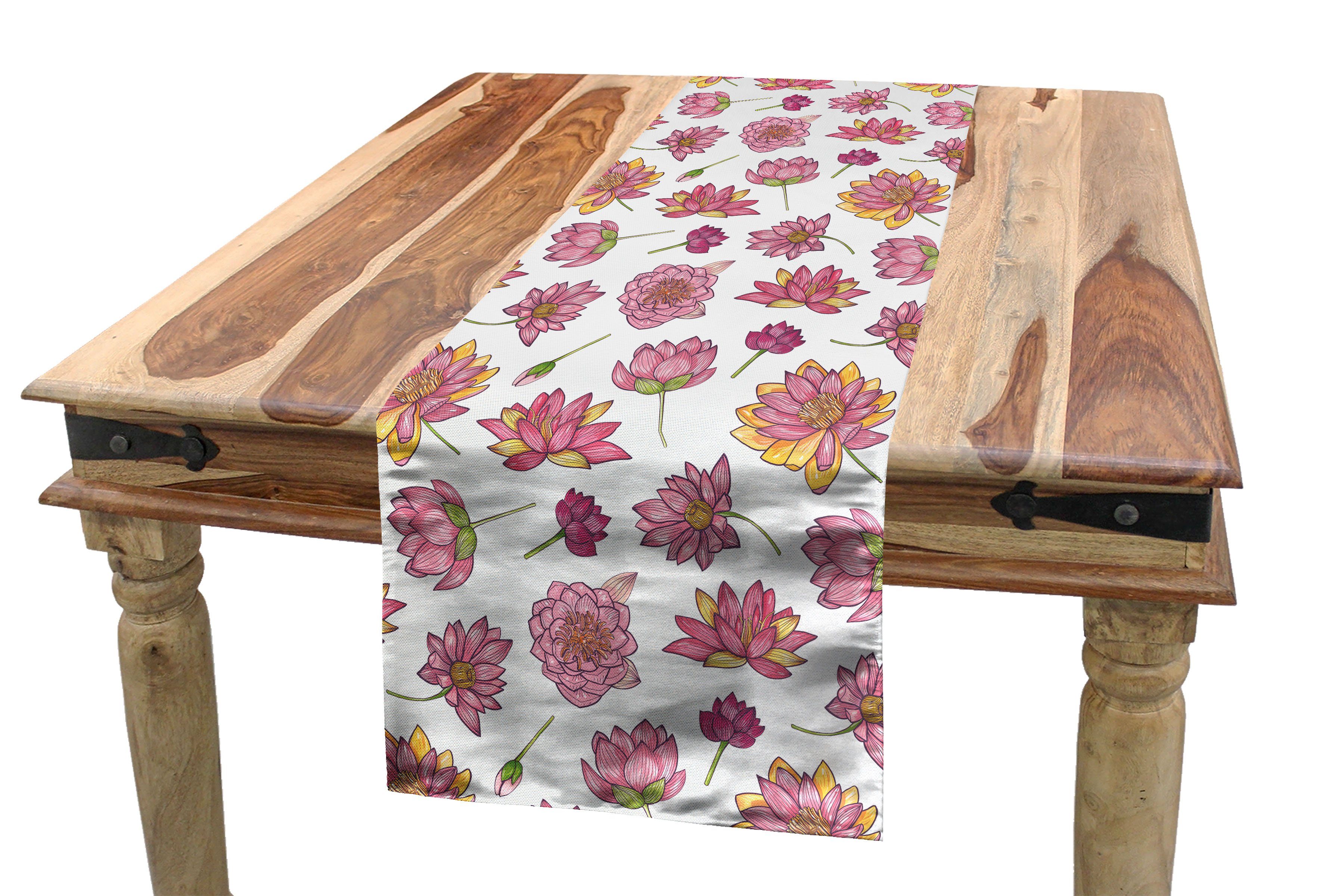 Abakuhaus Tischläufer Esszimmer Küche Rechteckiger Dekorativer Tischläufer, Lotus Blume rosa Blüten