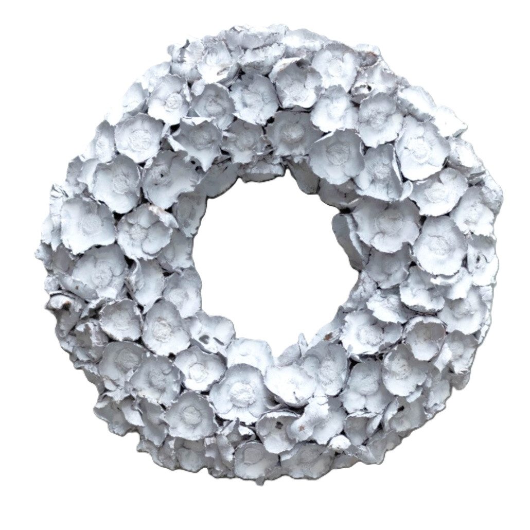 Couronne Dekokranz Kranz Deko Hängekranz Weiß Groß Naturmaterialien Landhausstil 40 cm, Naturmaterialien in Handarbeit gefertigt