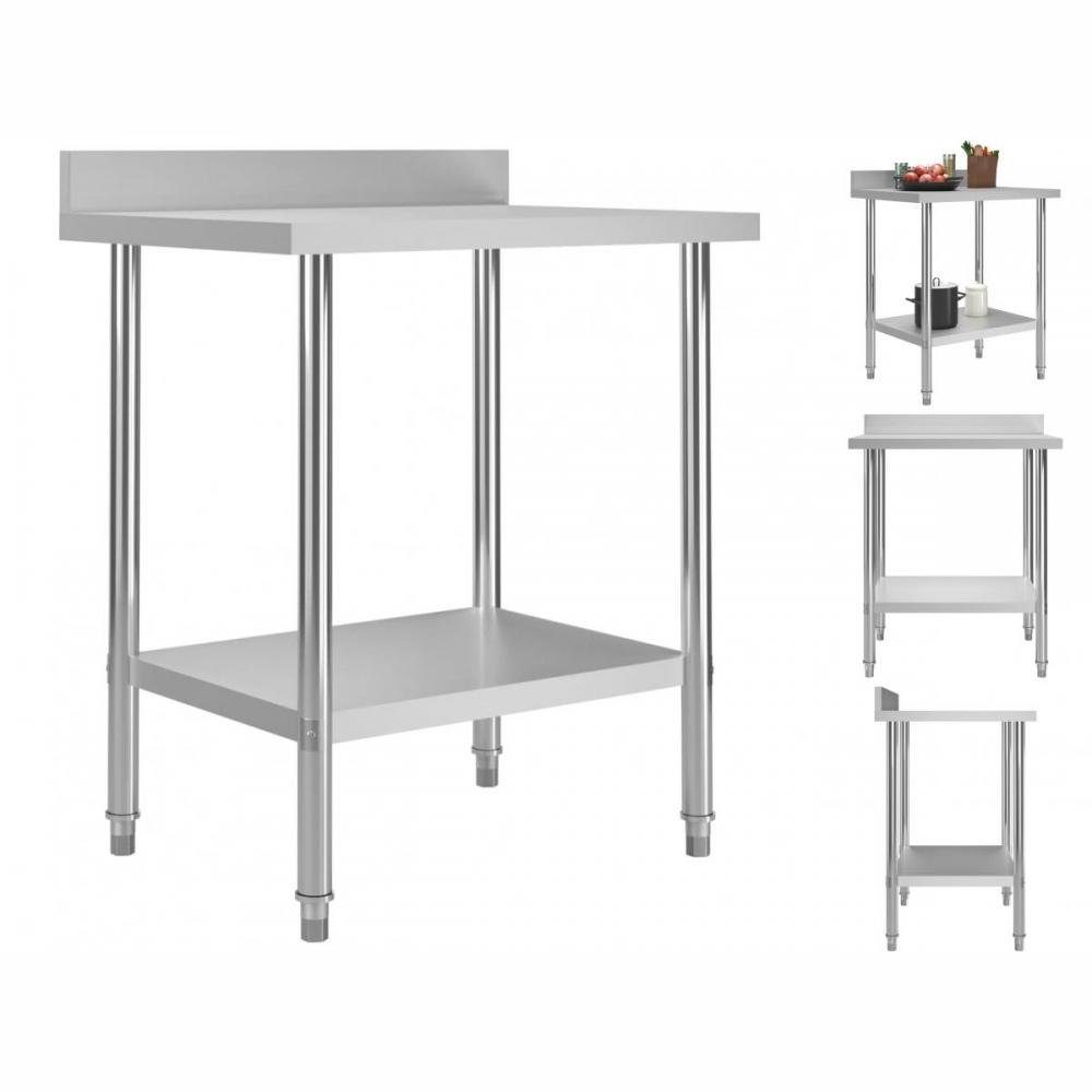 vidaXL Unterschrank Küchen-Arbeitstisch mit Aufkantung 80 x 60 x 93 cm Edelstahl