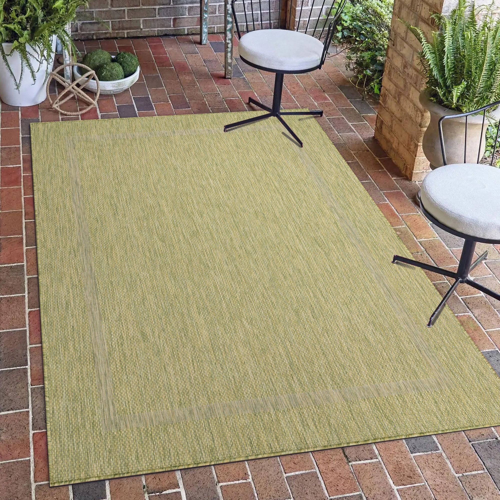 Outdoorteppich Unicolor - Einfarbig, Carpetsale24, Läufer, Höhe: 5 mm, Teppich Wetterfest Balkon Küchenteppich Flachgewebe Sisaloptik Grün