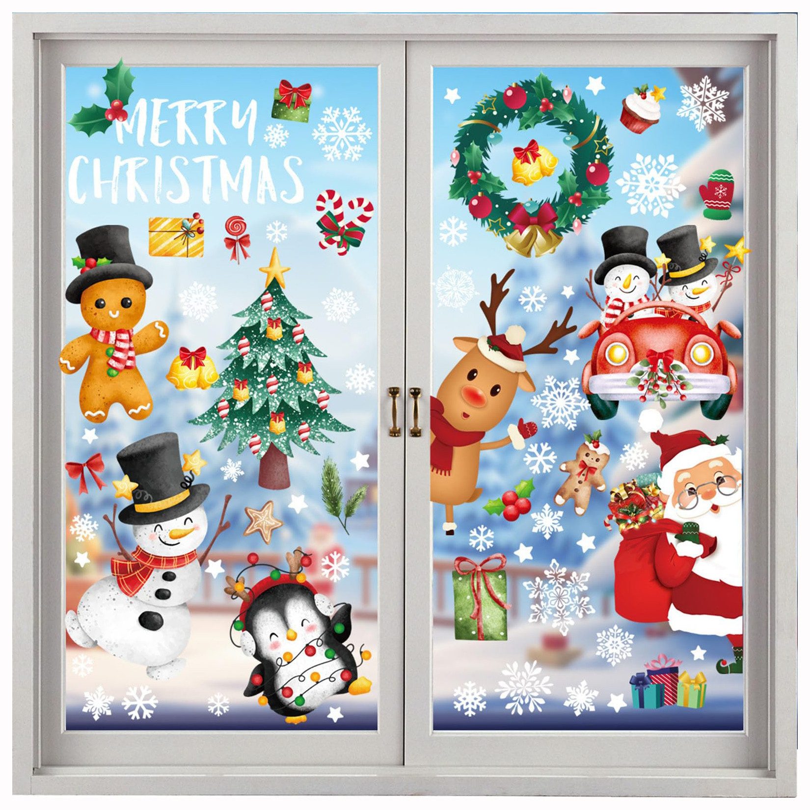 Coonoor Fenstersticker Weihnachts-Fensteraufkleber-Set, statische Fensterau günstig online kaufen