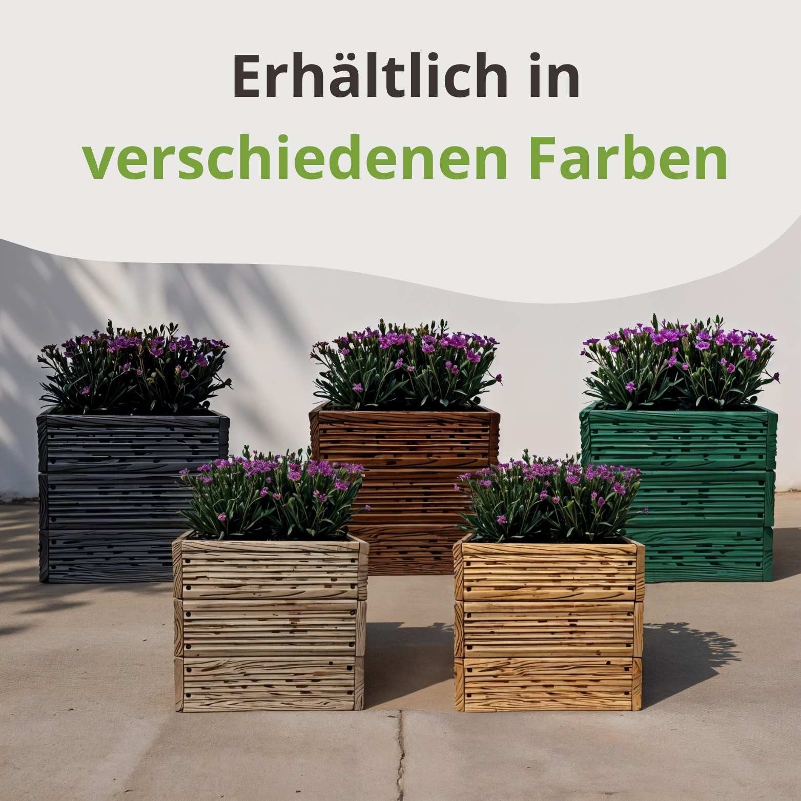 Floranica Übertopf Eckige Blumentopf Pflanzentopf Blumenkasten Kräutertopf (ohne Roller, 1 St., Natur), für drinnen und draußen - für Garten, Balkon, Terrasse und Wohnräume