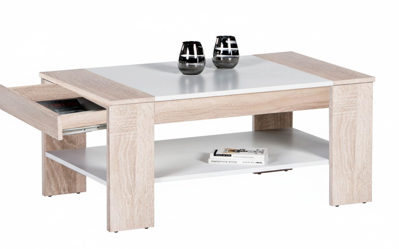 Bega Consult Couchtisch Couchtisch FINLEY PLUS 100 x 58, Sonoma Eiche / Weiß