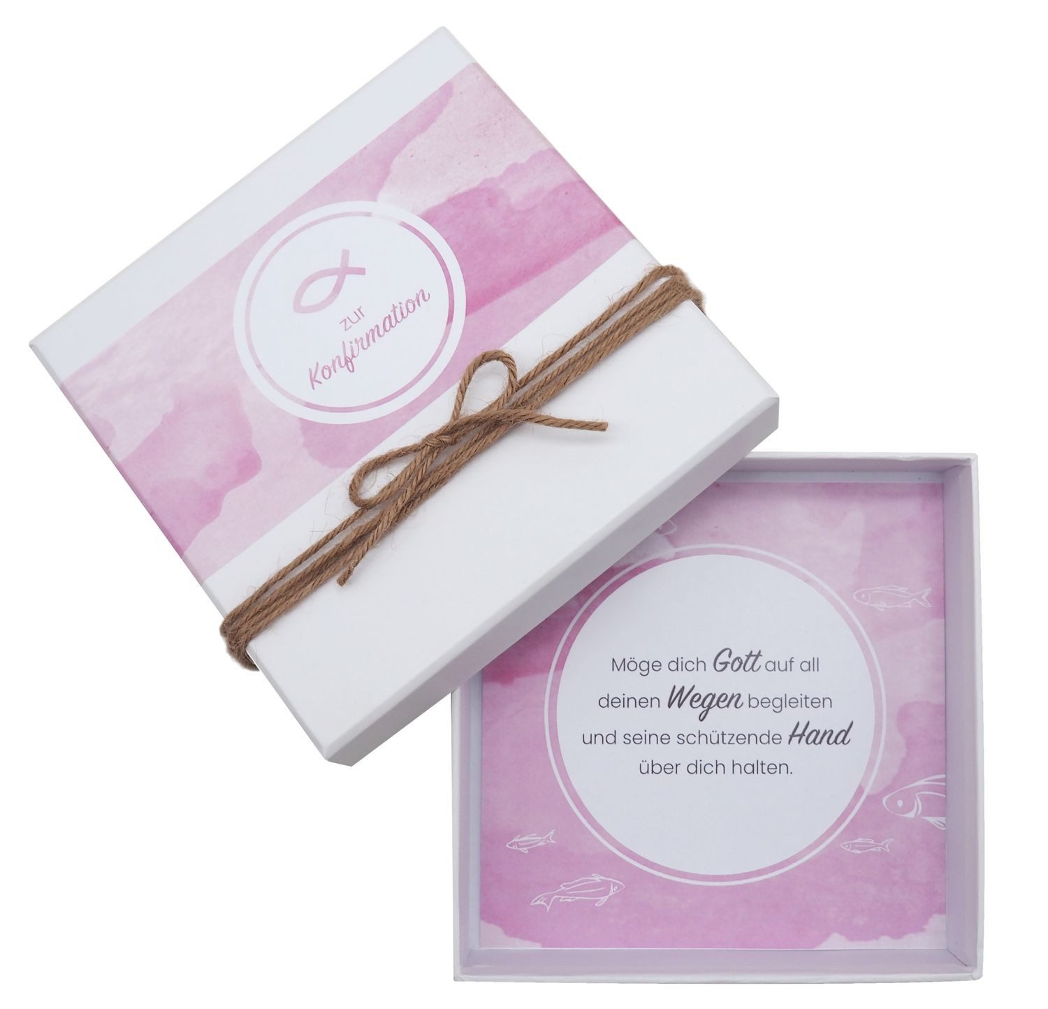ZauberDeko Geschenkbox Geldgeschenk Verpackung Konfirmation MIT NAMEN Fisch Mauve Rosa