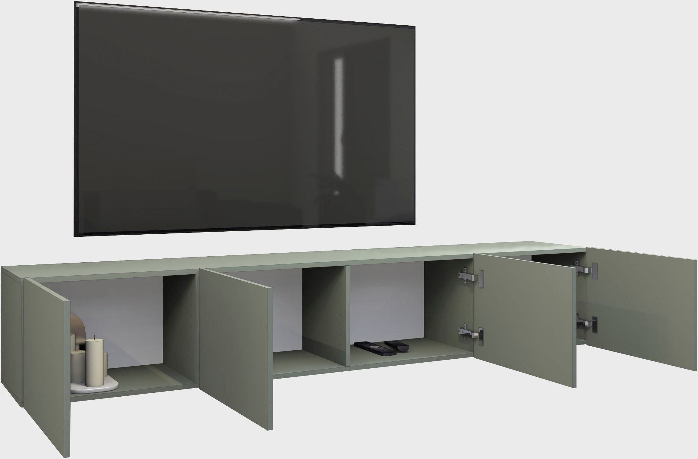 borchardt Möbel Lowboard Sophia, TV-Schrank mit 4 Türen, hängend oder stehend, Breite 200 cm mit 4 Türen, stehend und hängend
