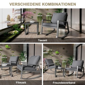 Gotagee Gartenlounge-Set 3-teiliges Schaukelstuhl-Set Terrassenmöbel Veranda-Stuhlkombination