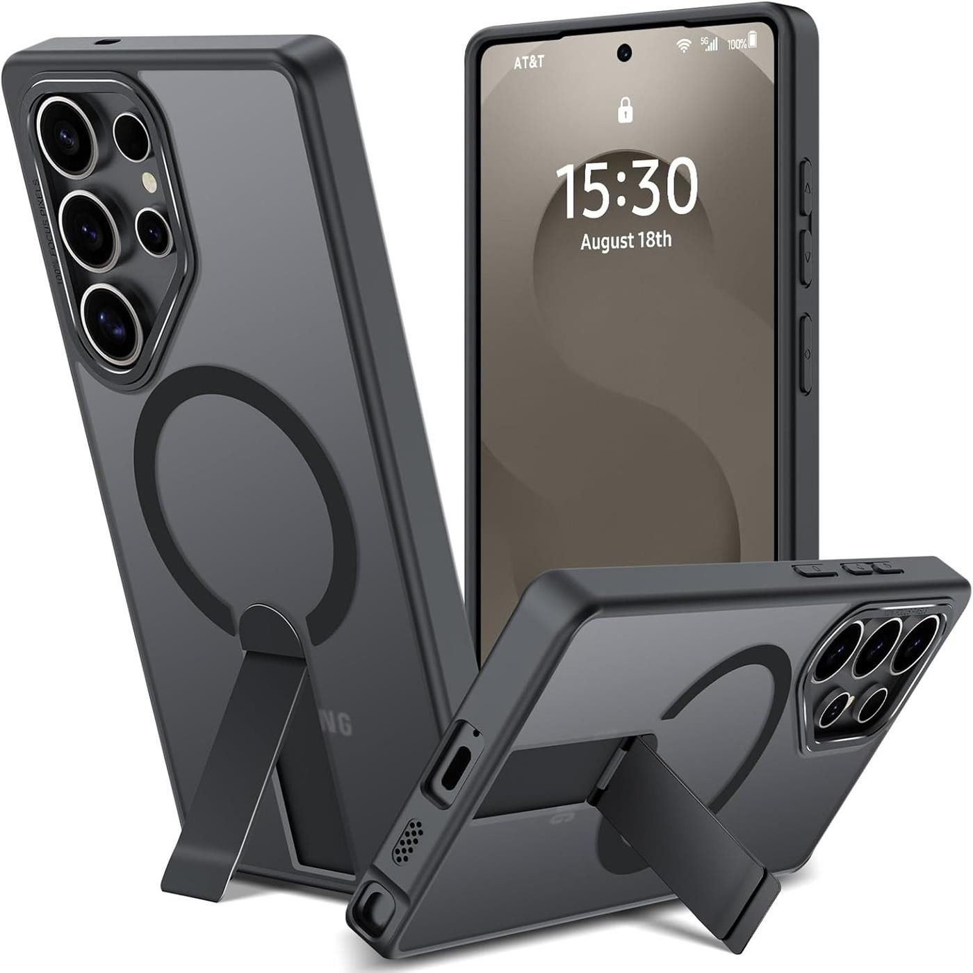 CoolGadget Handyhülle Kickstand Hybrid Hülle für Samsung Galaxy S25 Ultra 6,9 Zoll, Schutzhülle Militärschutz Ständer kompatibel mit MagSafe Magnetring