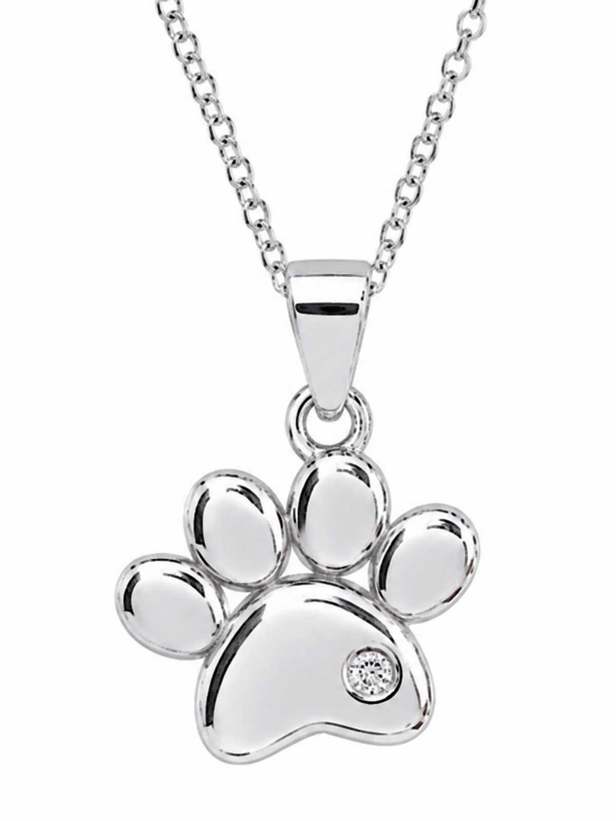 Kette mit Anhänger Tierpfote Pfötchen Anhänger mit Halskette aus 925 Sterling Silber