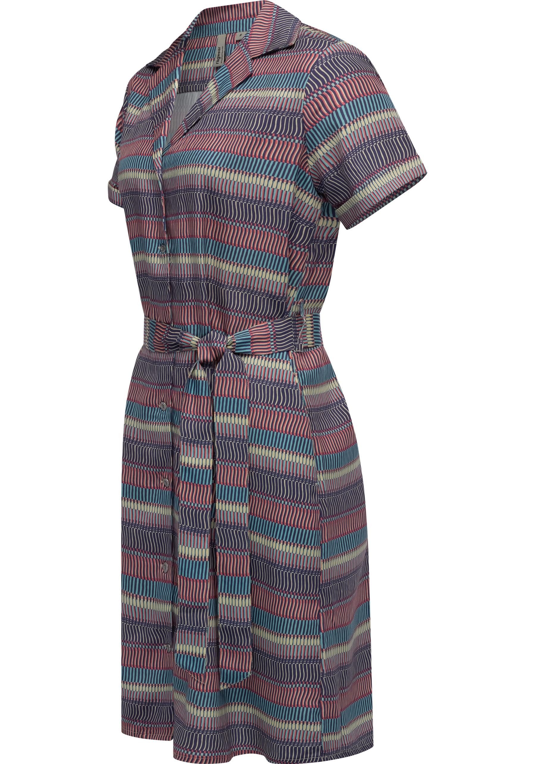 Ragwear Sommerkleid Sawira Gemustertes Midikleid mit Knopfleiste
