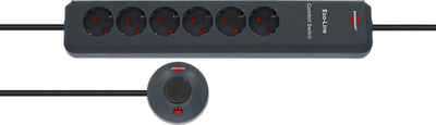 Brennenstuhl Eco-Line Comfort Switch Steckdosenleiste 6-fach (Kabellänge 2 m), mit erhöhtem Berührungsschutz, Fußschalter