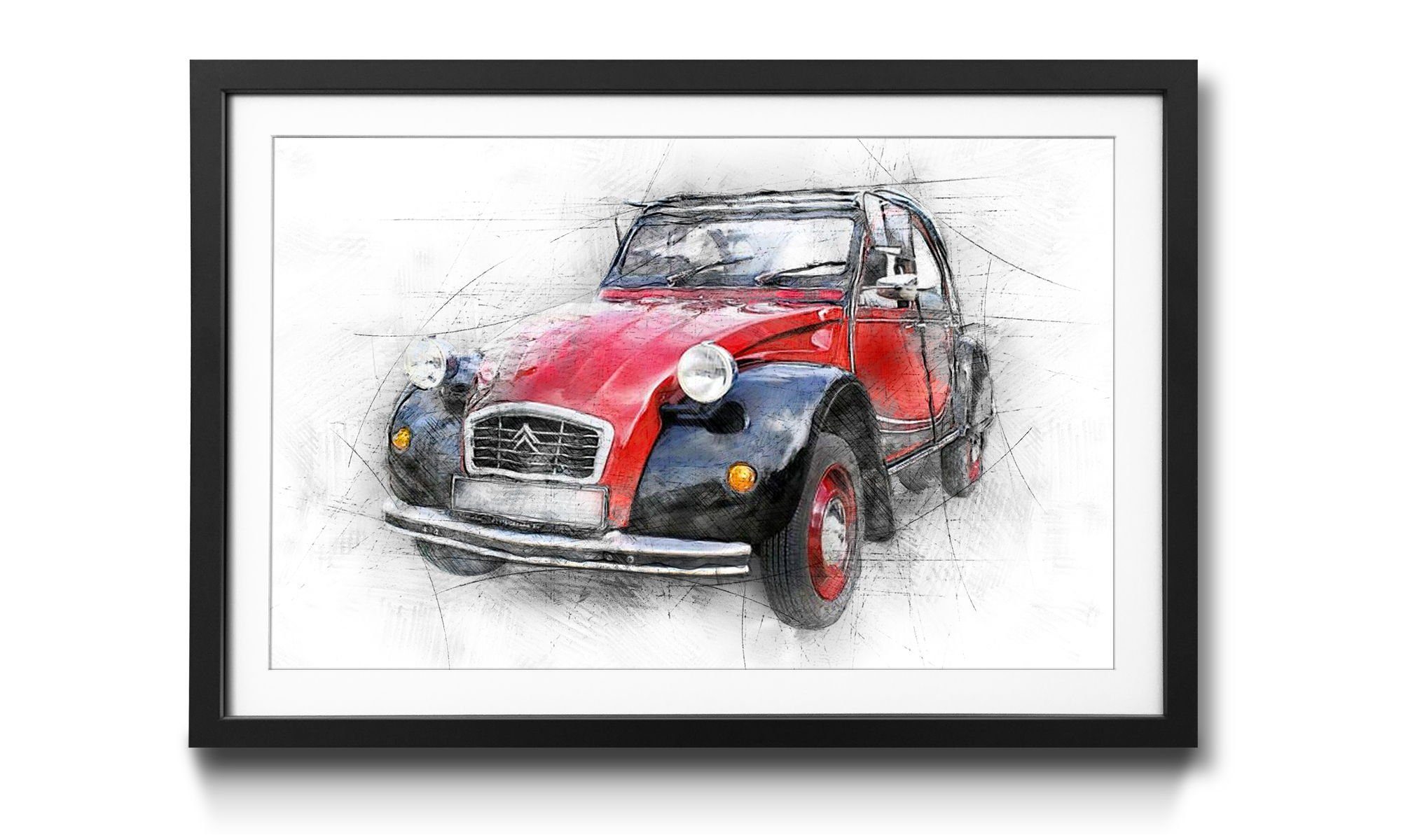 WandbilderXXL Bild mit Rahmen Ente, Auto, Wandbild, in 4 Größen erhältlich | Bilder