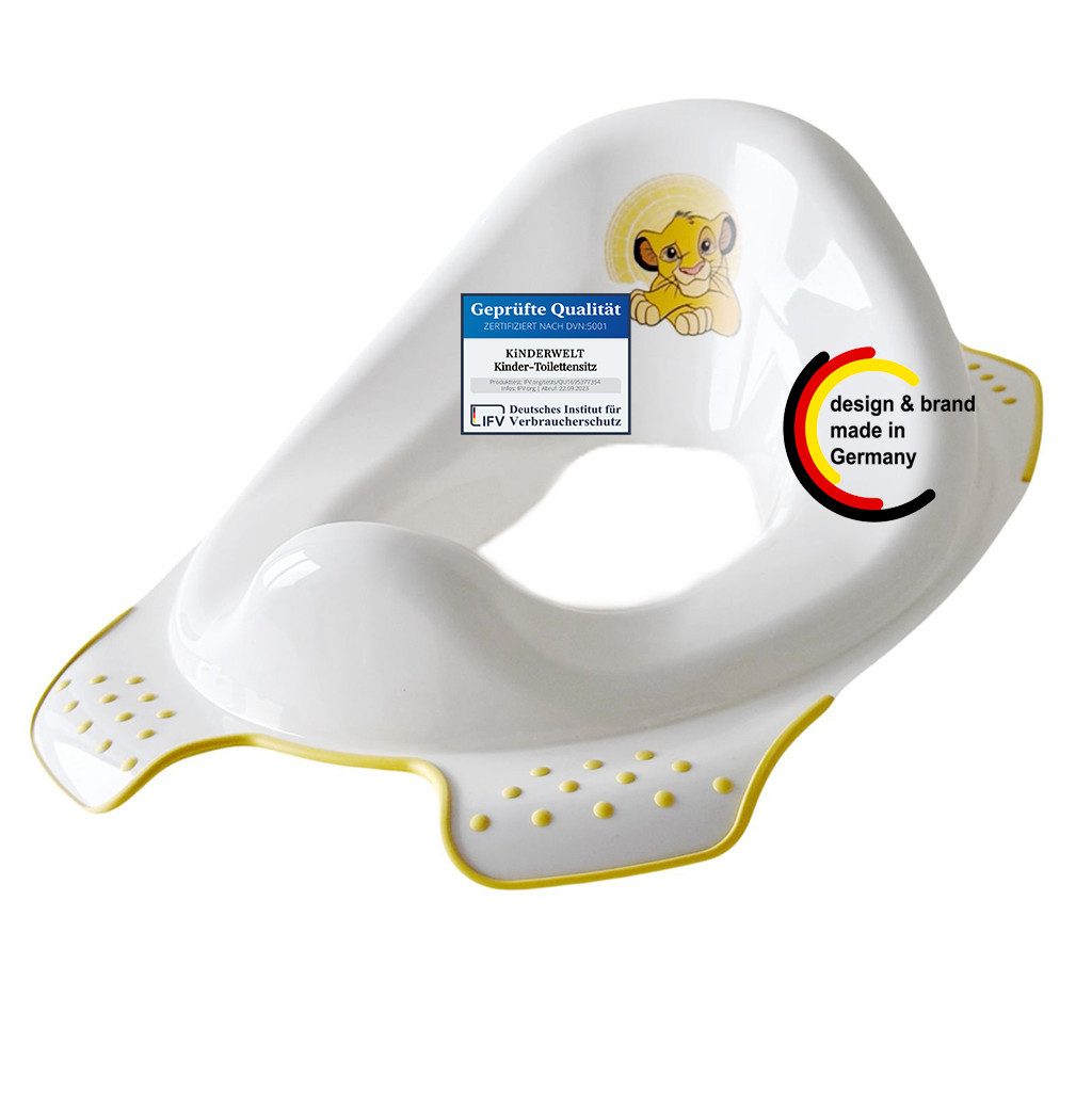 KiNDERWELT Töpfchen Premium Kinder-Toilettensitz Lion King weiss, Anti-Rutsch-Funktion