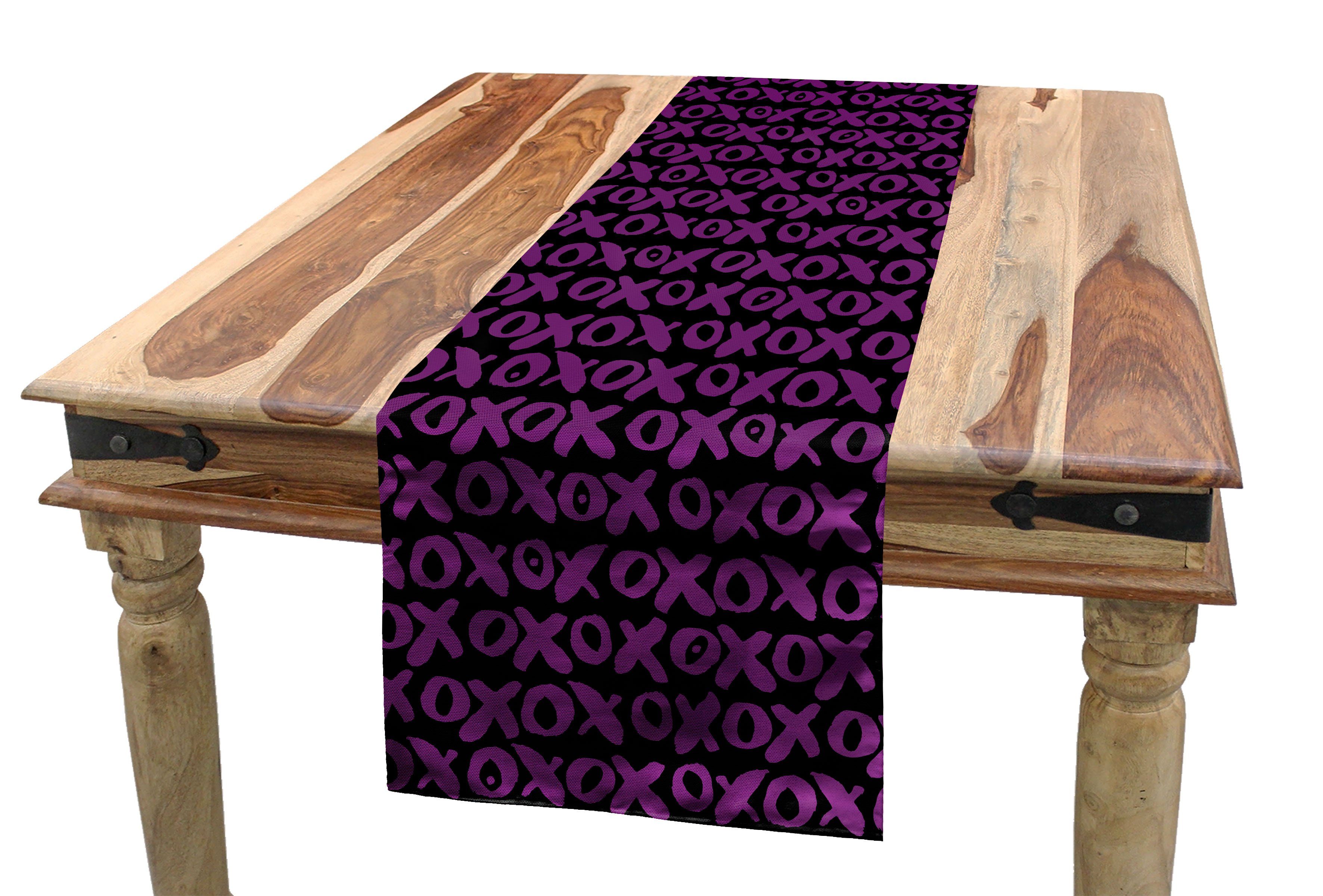 Tischläufer Tischläufer, Funky Beschriftung Küche Esszimmer Abstrakt Dekorativer Abakuhaus Xoxo Retro Rechteckiger