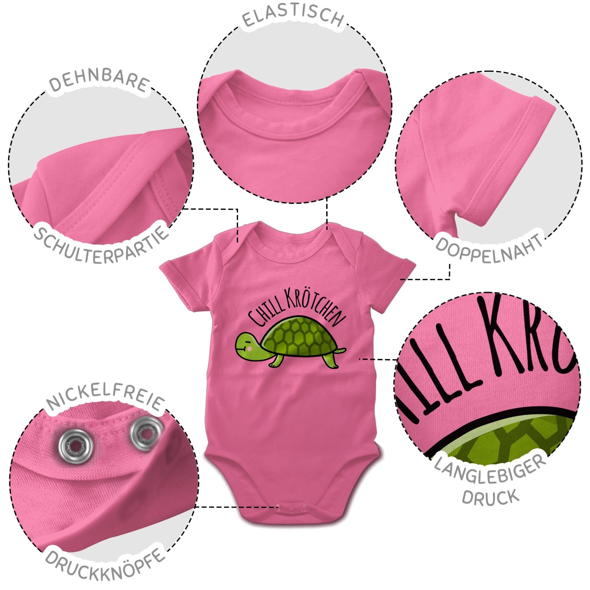 Shirtracer Shirtbody Baby Tiermotiv Krötchen Print Animal Schildkröte Chill 2 Pink