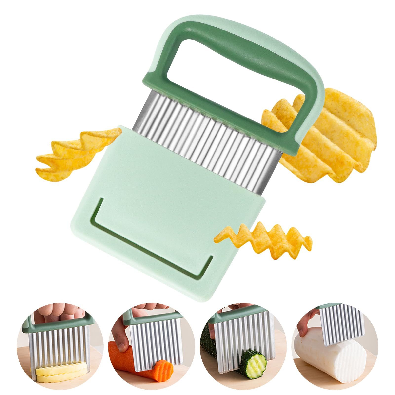 Zaewry Messerwelle Wellenschneider, Pommes Wellenmesser, Wellenmesser mit Schutzhülle, Wellenmesser Rostfreier Stahl