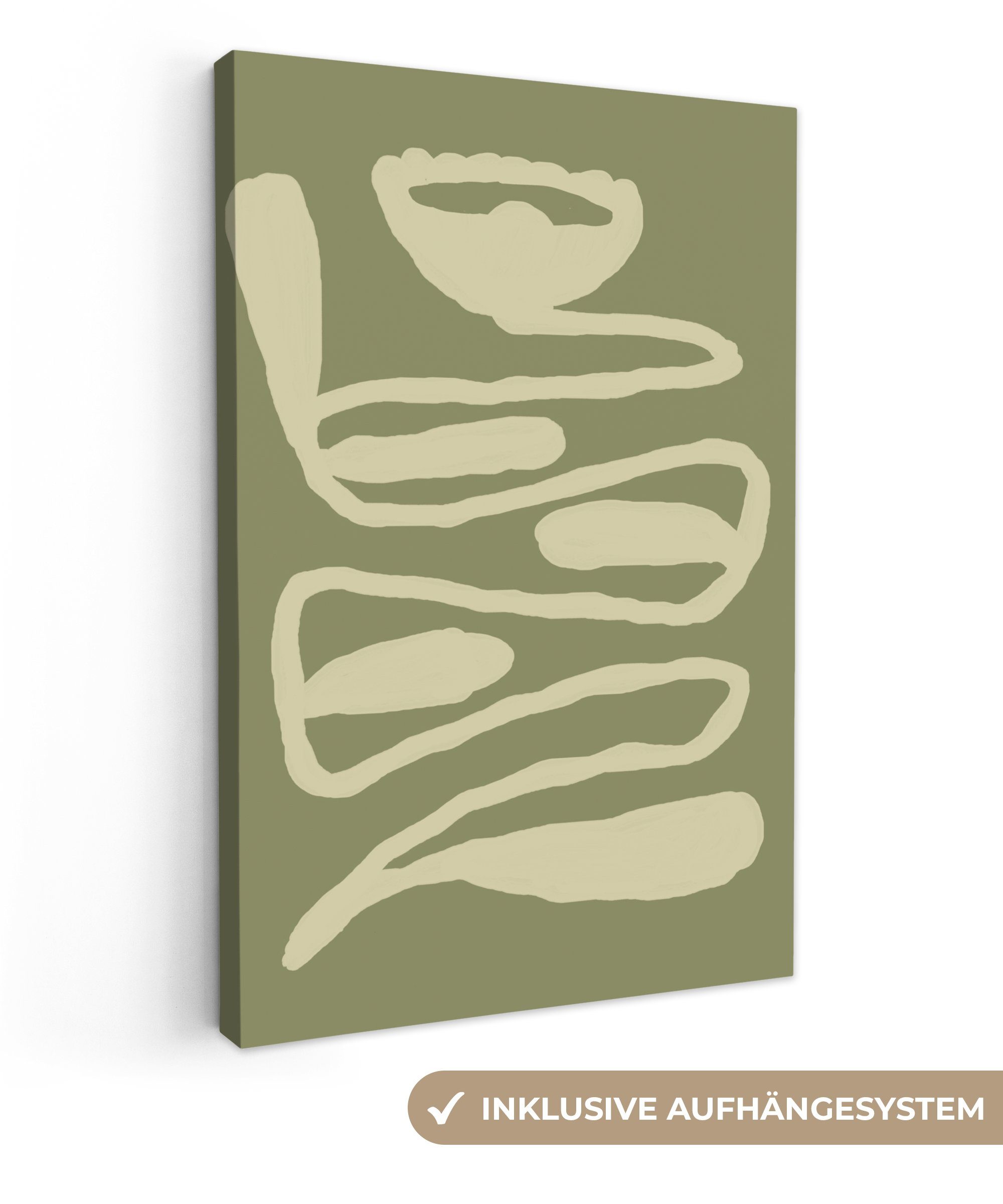 OneMillionCanvasses® Leinwandbild Grün - Abstrakte Kunst - Modern, (1 St), Leinwandbild fertig bespannt inkl. Zackenaufhänger, Gemälde, 20x30 cm