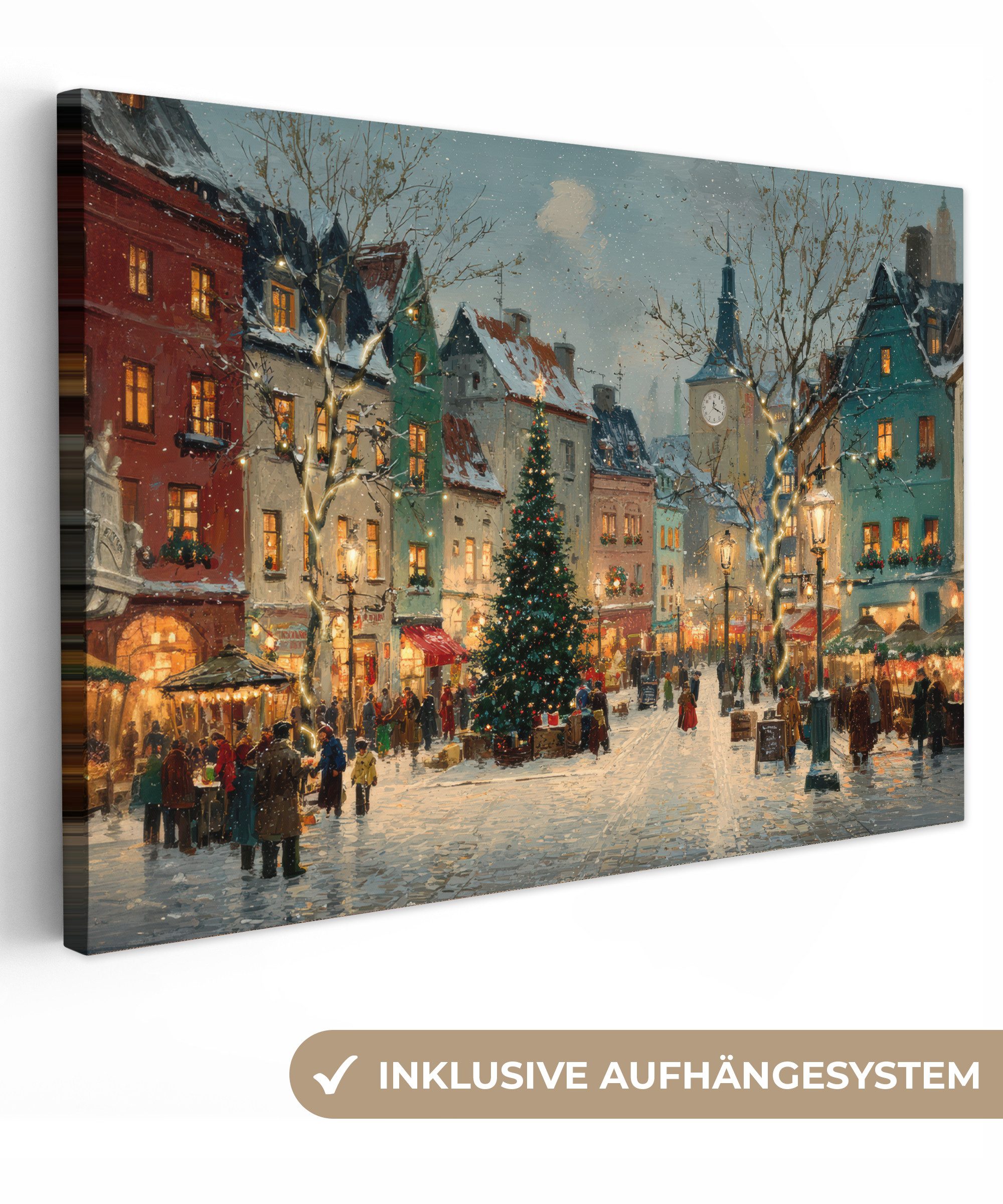 OneMillionCanvasses® Leinwandbild Weihnachtliche Atmosphäre - City Square - günstig online kaufen