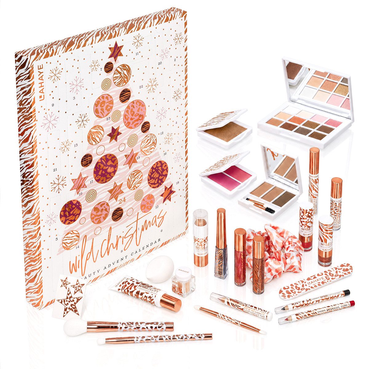 LAHAYE Adventskalender Make-up "WILD X-MAS" 2026, Perfekte Geschenk für Weihnachten (Set), 24 Beauty-Überraschungen