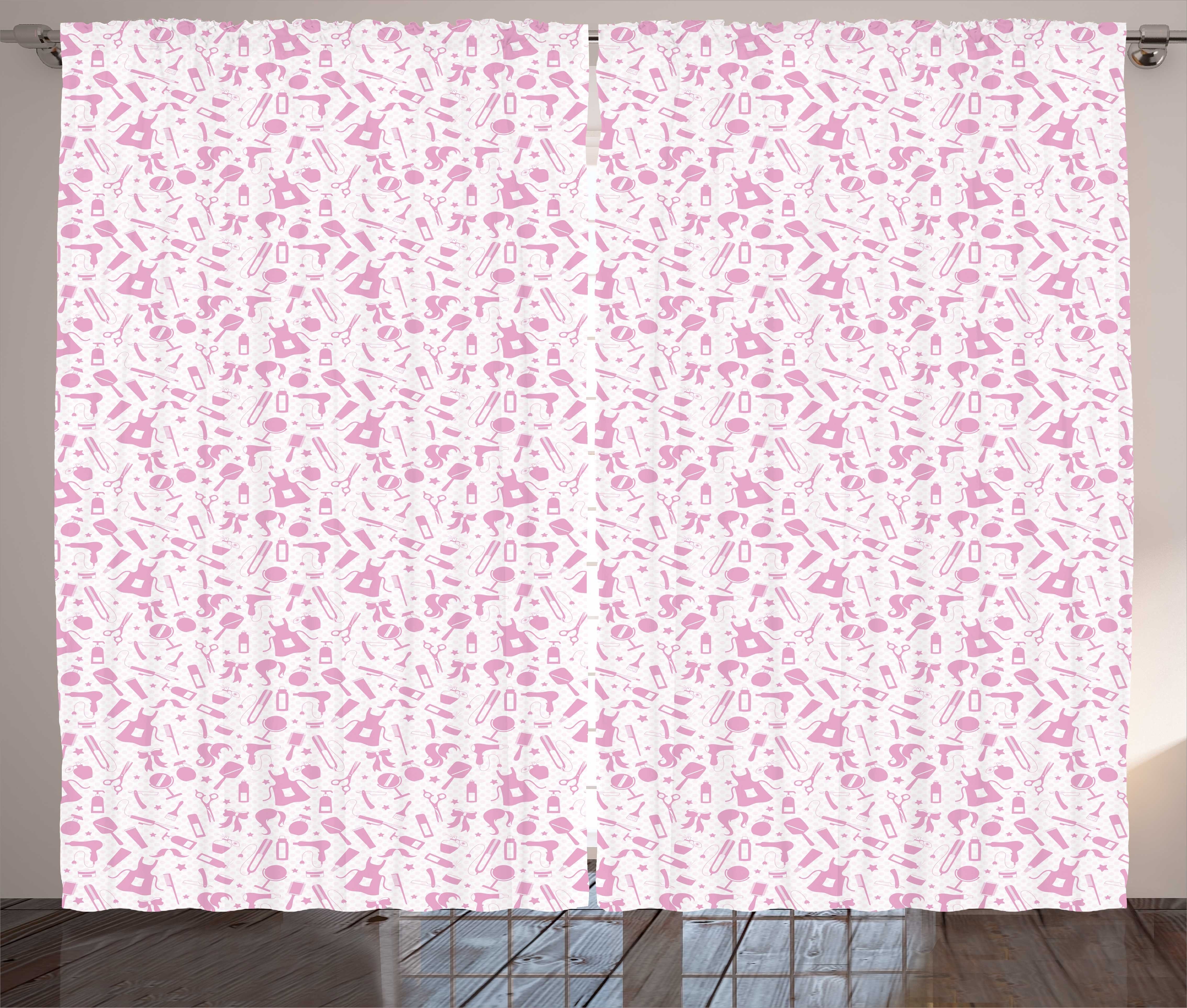 Feminin Schlaufen Gardine Muster Schönheit Kräuselband Schlafzimmer mit und Zubehör Abakuhaus, Haken, Vorhang