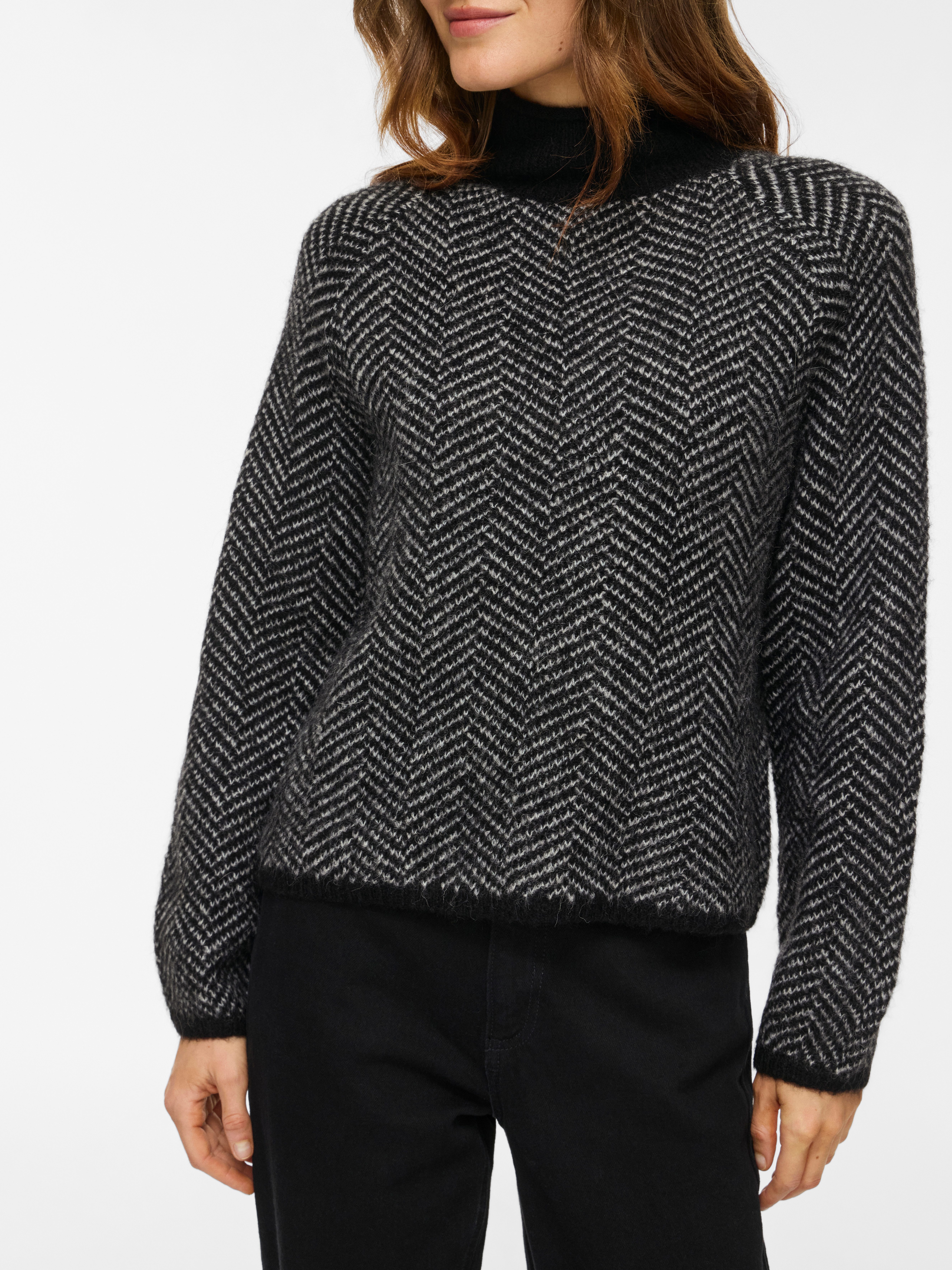 Vila Stehkragenpullover VILORY HIGH NECK L/S KNIT TOP - NOOS Materialmix, regular fit